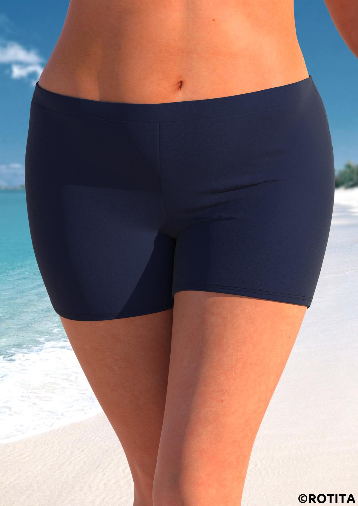 Navy plus size,Plain Color plus size,ROTITA Plus Size Mid Waisted Navy Swim Shorts