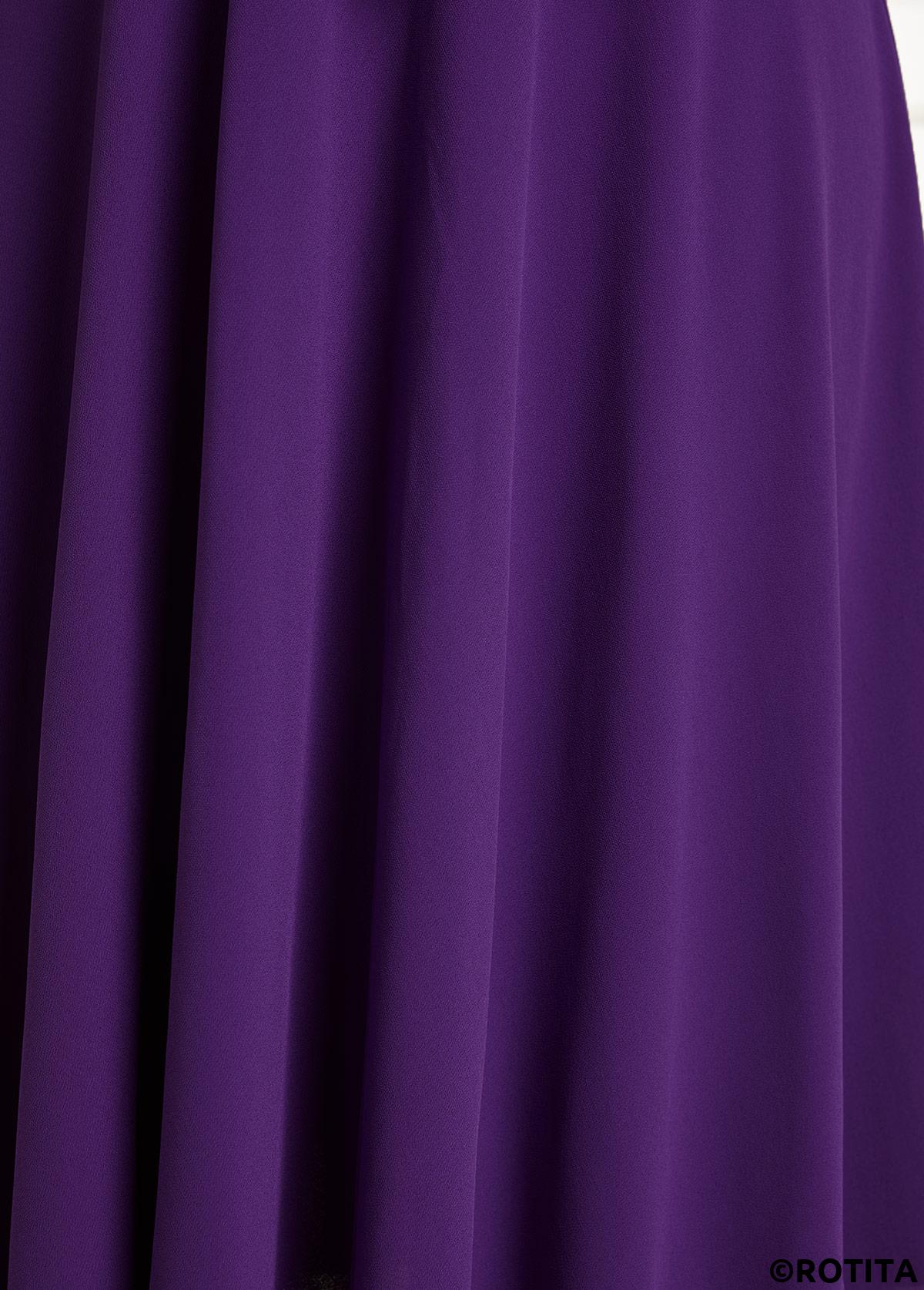 Purple dresses,Plain Color dresses,Party dresses,Elegant dresses,ROTITA Lace Purple Round Neck Cap Sleeve Dress