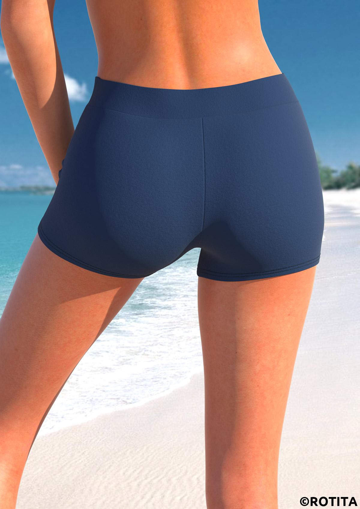 Navy swimwear,Plain Color swimwear,ROTITA Navy Mid Waisted Stretch Swim Shorts
