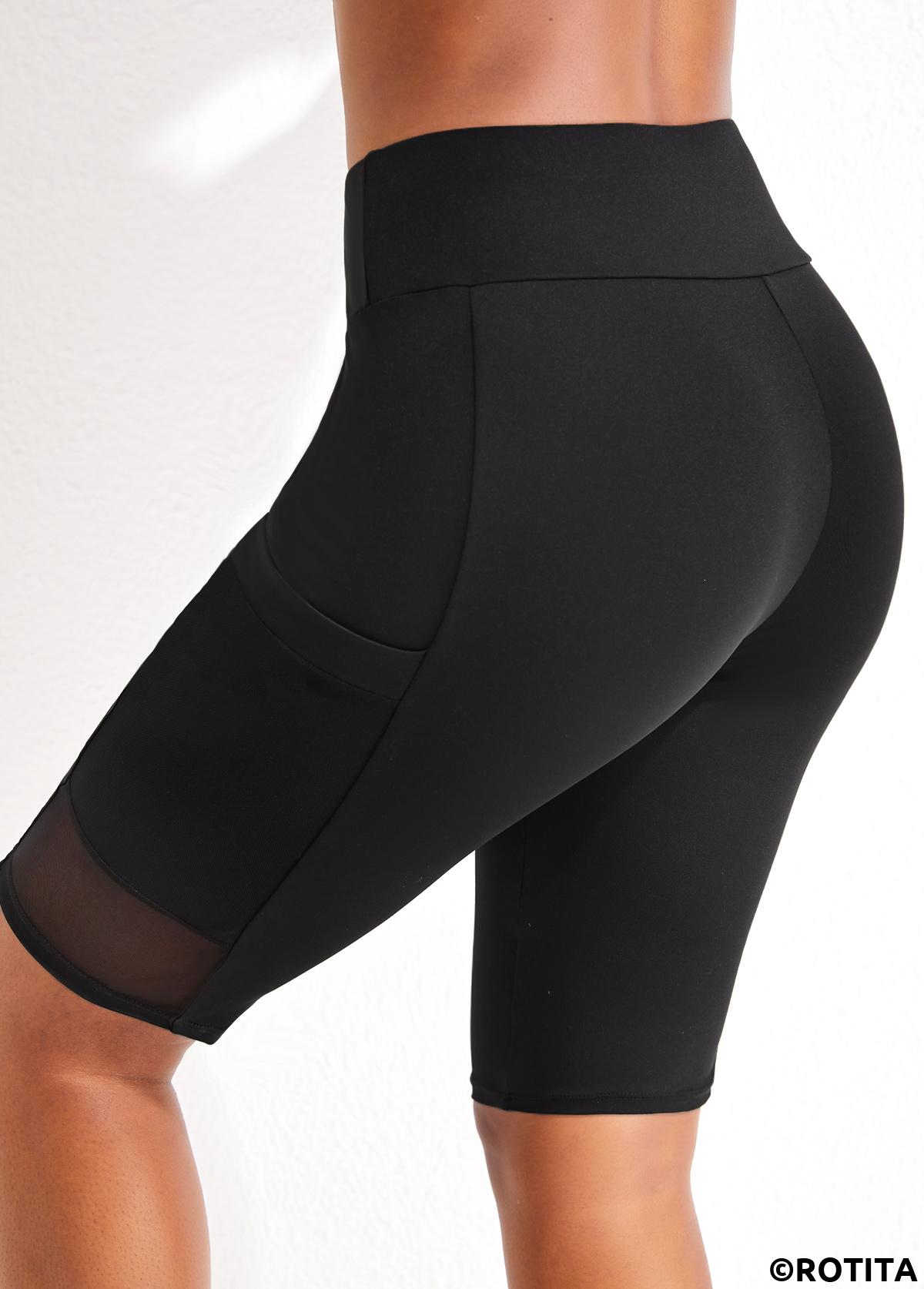 ROTITA Short de plage noir taille haute avec poche
