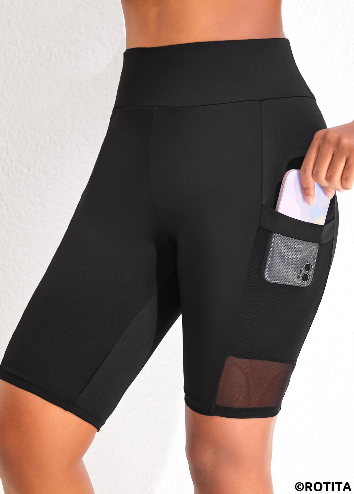 ROTITA Short de plage noir taille haute avec poche