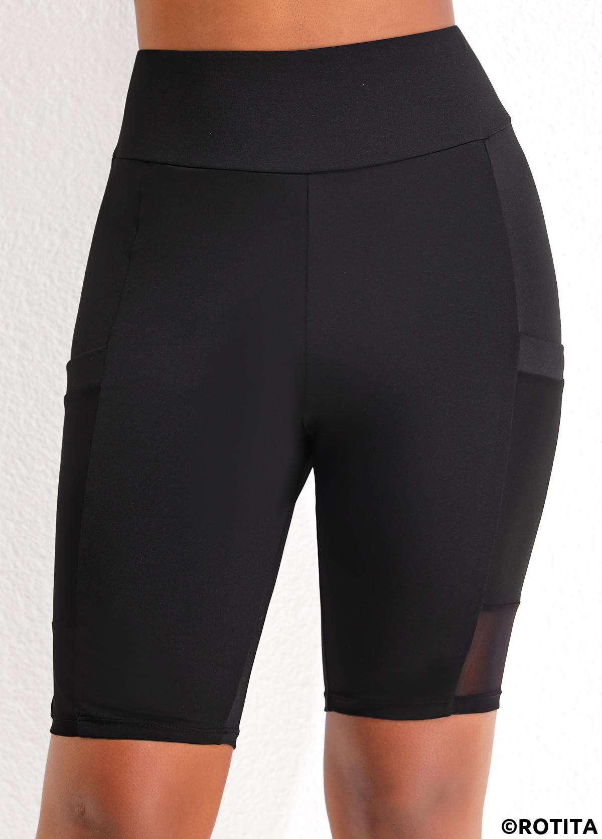 ROTITA Short de plage noir taille haute avec poche