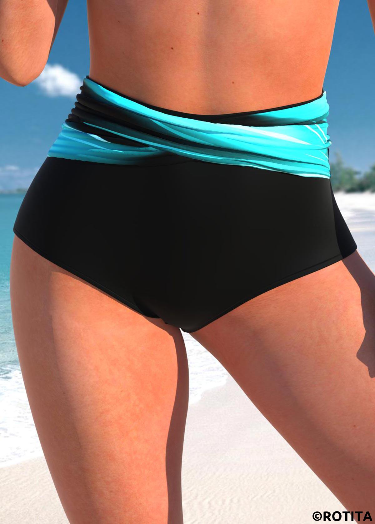 Rotita Cyan Ombre Bikinihose mit hohem Bund