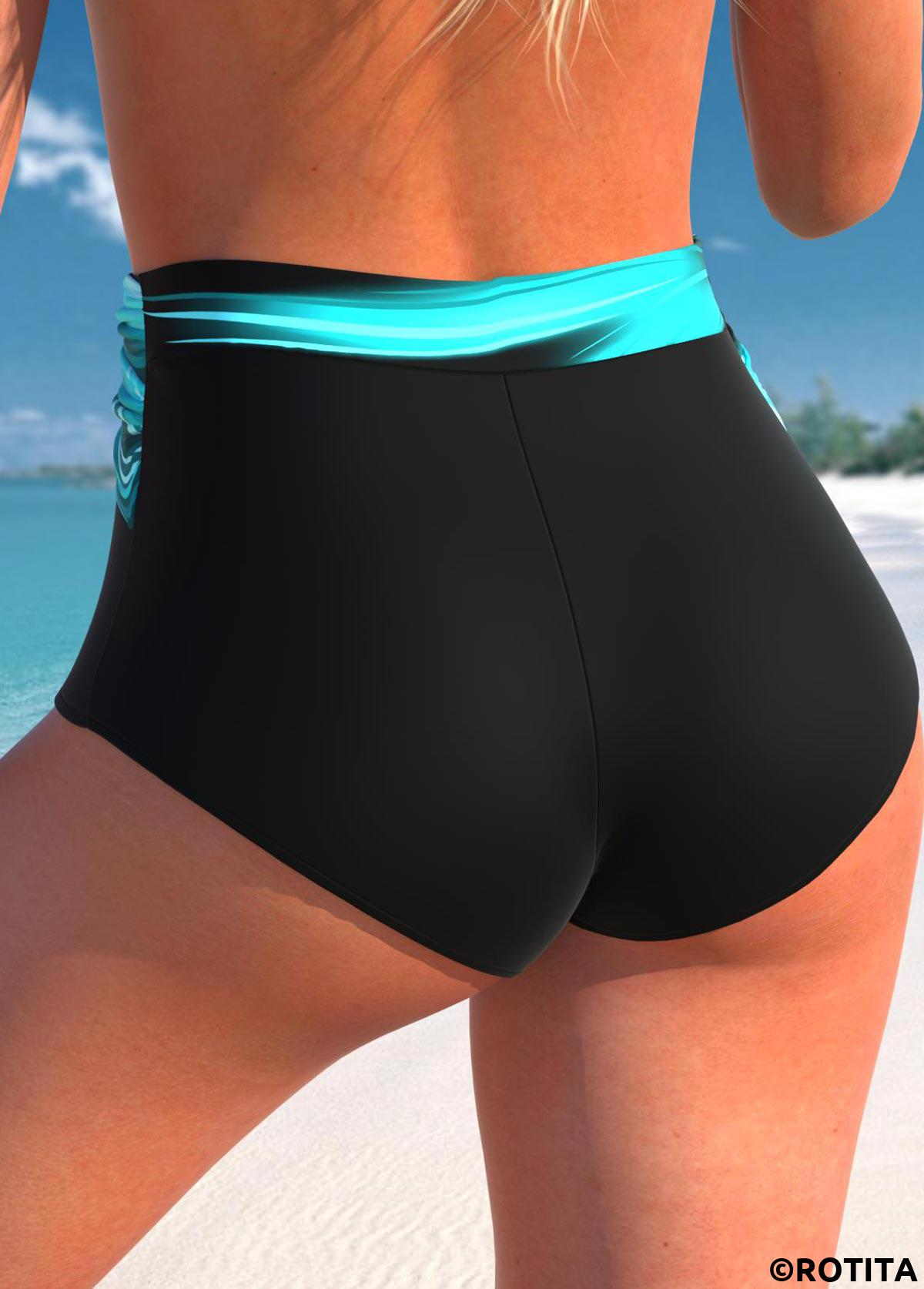 Rotita Cyan Ombre Bikinihose mit hohem Bund