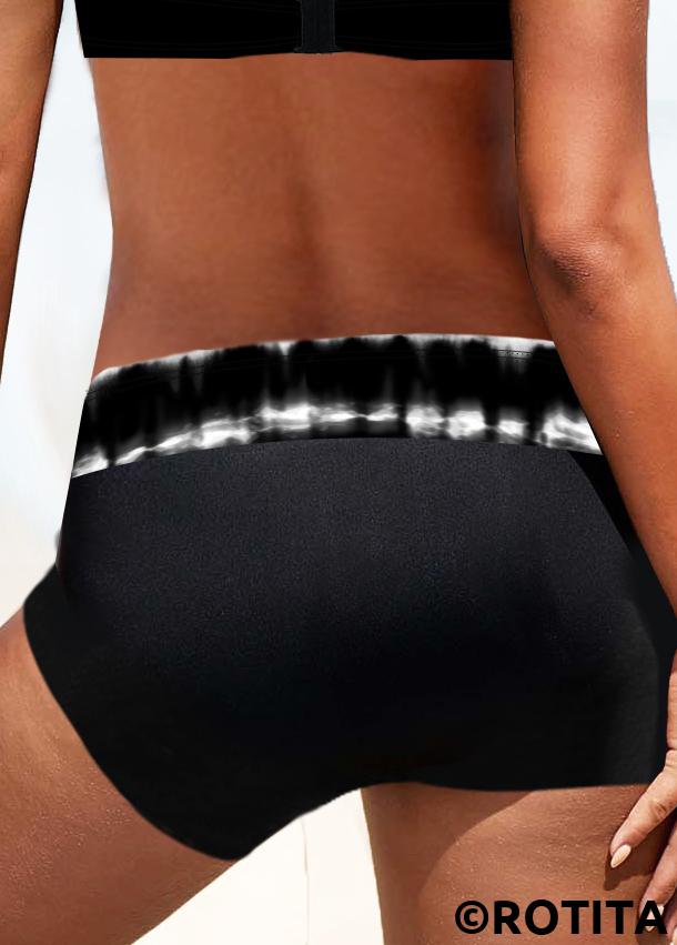 Black swimwear,Tie Dye swimwear,ROTITA Black Tie Dye Print Mid Waisted Swim Shorts