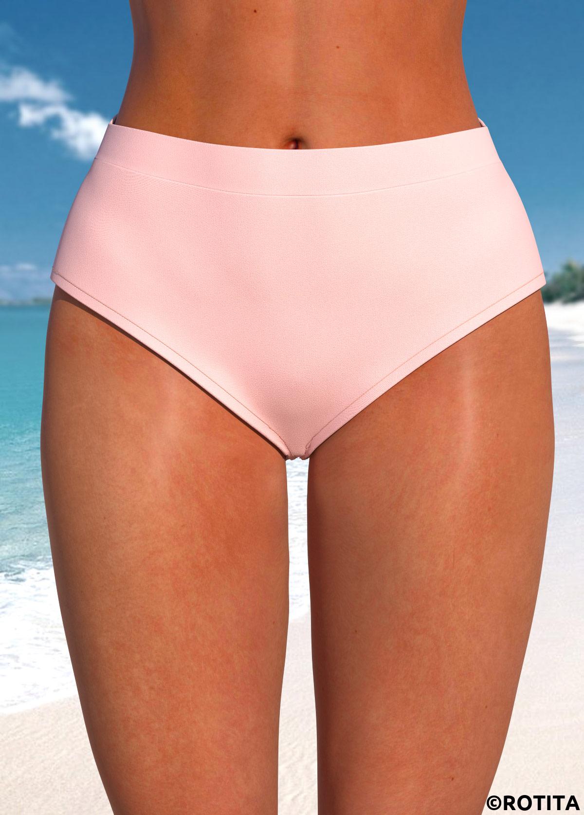Hellrosa Rotita-Bikinihose mit mittlerer Taille