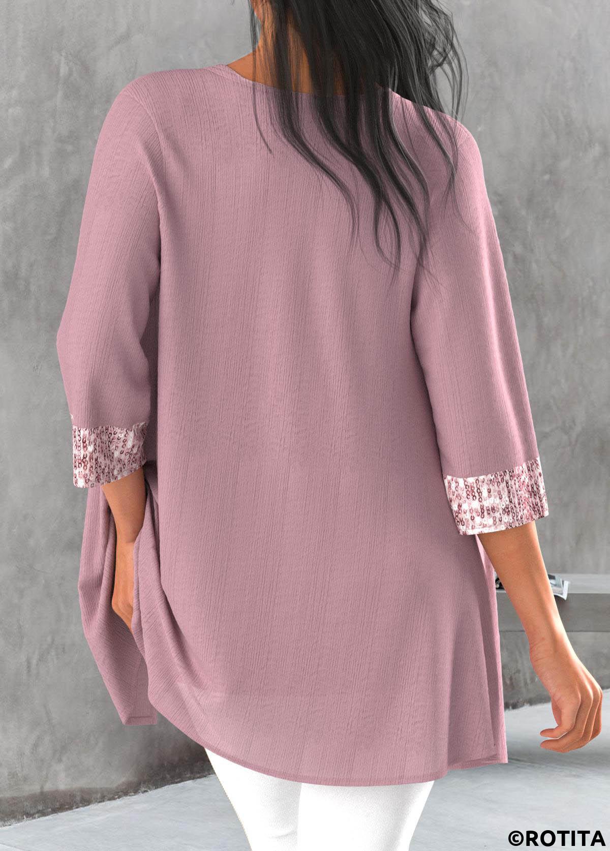 Light Pink tops,Plain Color tops,ROTITA Sequin Light Pink Scoop Neck Cardigan and Tank Top