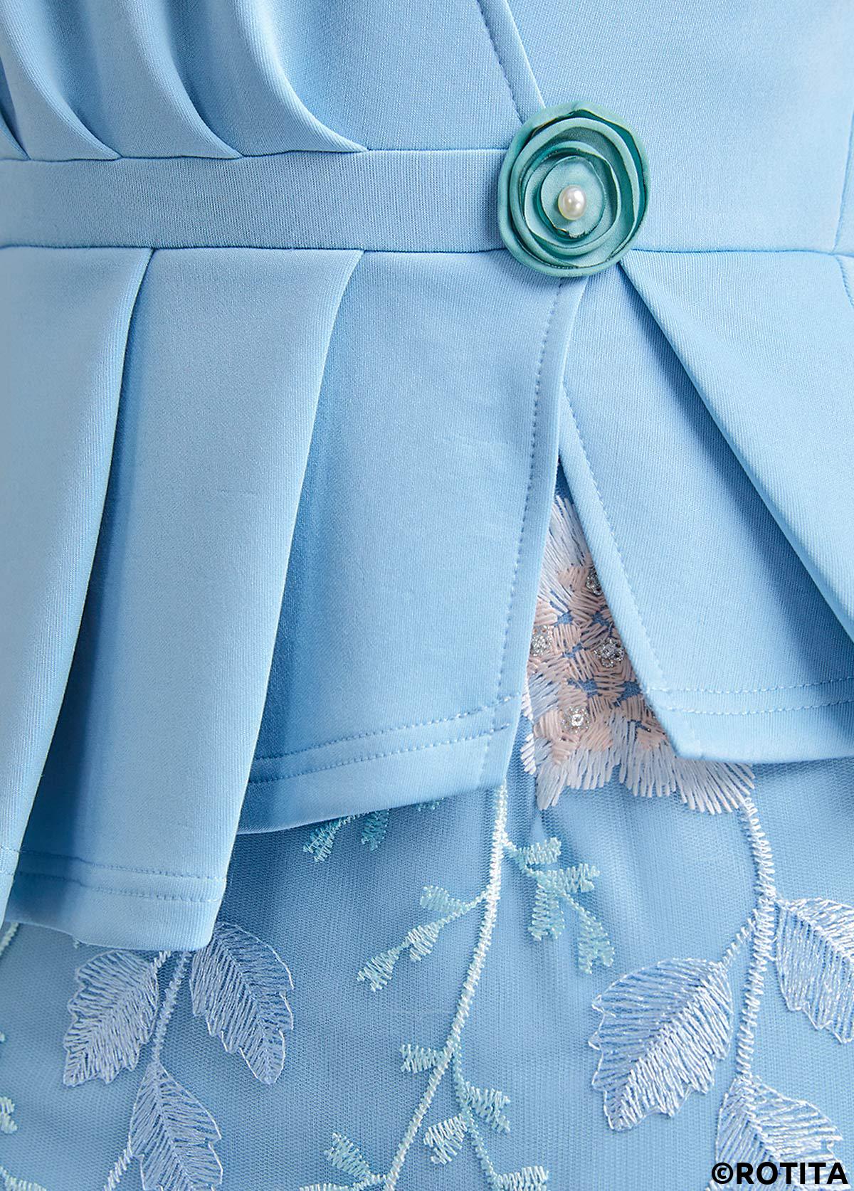 Light Blue dresses,Plain Color dresses,Party dresses,Elegant dresses,ROTITA Lace Light Blue V Neck Bodycon Dress