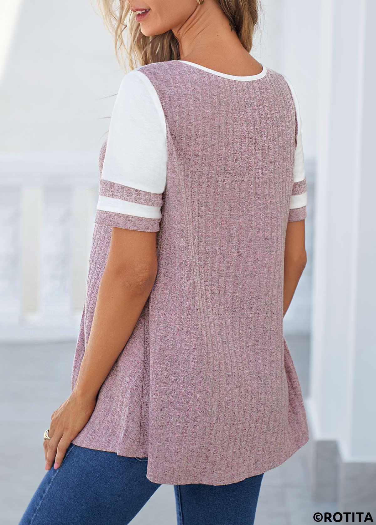 Rotita-T-Shirt mit Rundhalsausschnitt in Lila mit Cut-Outs