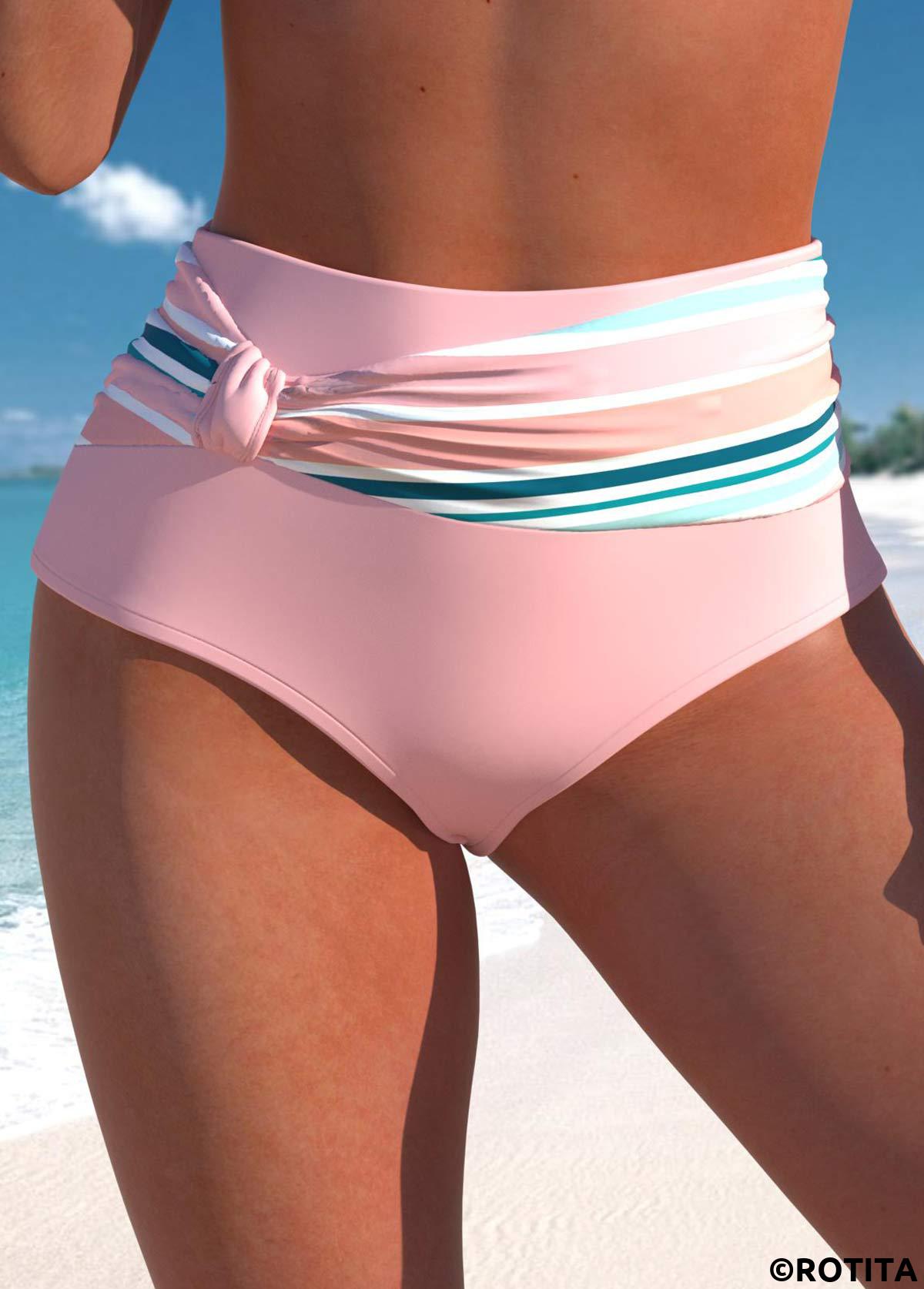 Light Pink swimwear,Striped swimwear,ROTITA Criss Cross Light Pink Bikini Top