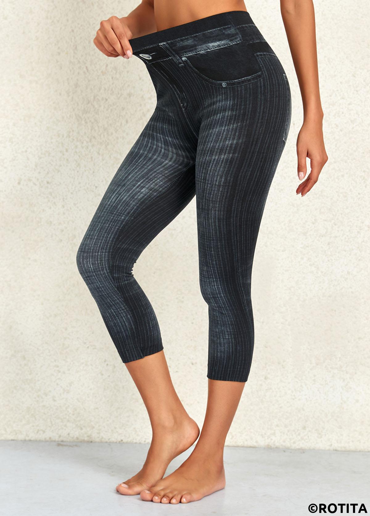 Black bottoms,Plain Color bottoms,Black Skinny High Waisted Capri Leggings