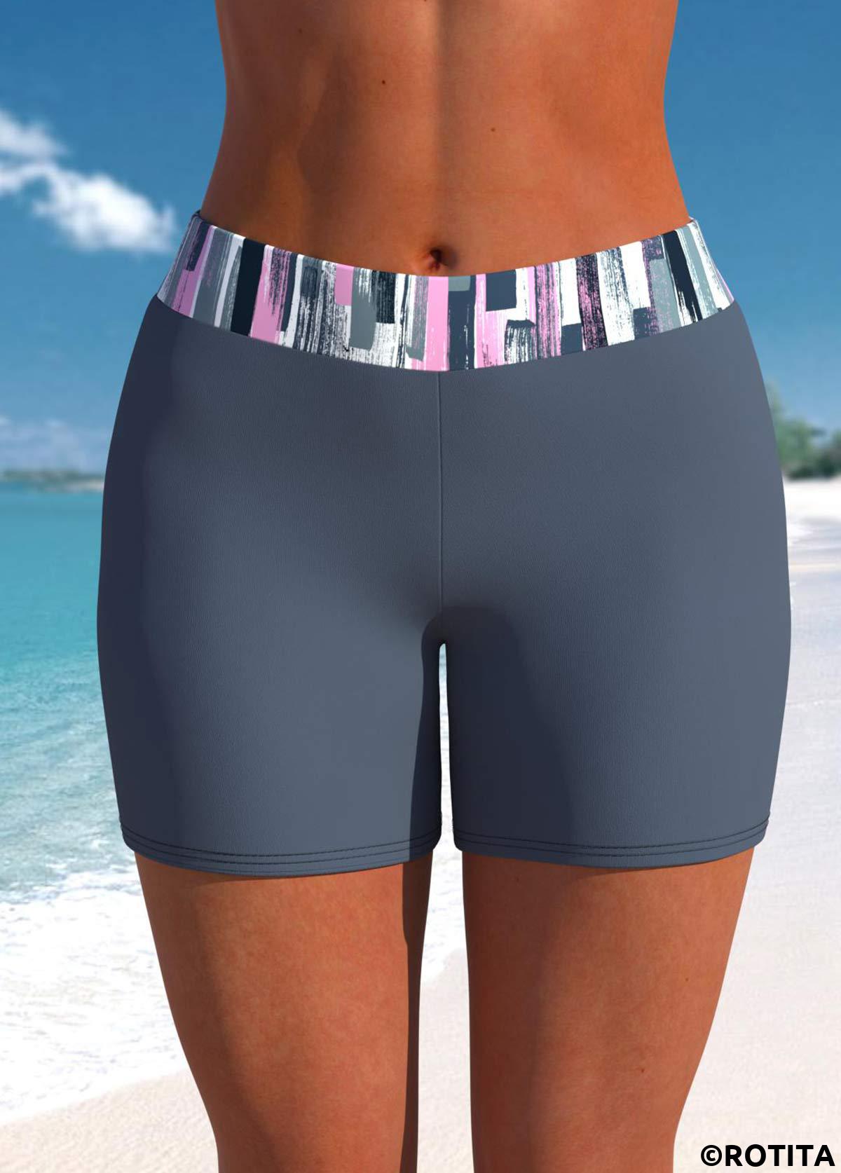Dark Grey swimwear,Graphic swimwear,ROTITA Dark Grey Graffiti Print Mid Waisted Swim Shorts