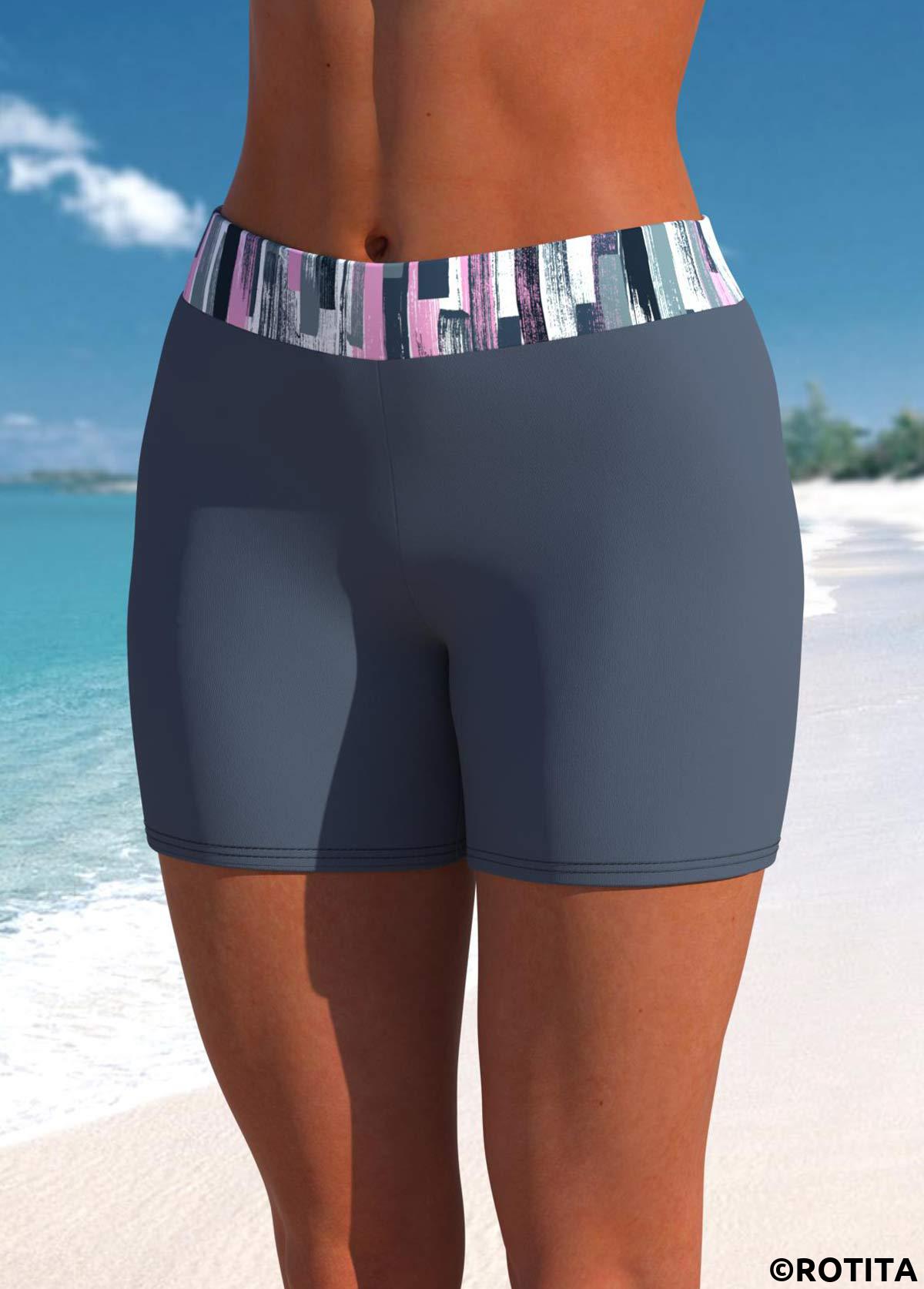 Dark Grey swimwear,Graphic swimwear,ROTITA Dark Grey Graffiti Print Mid Waisted Swim Shorts