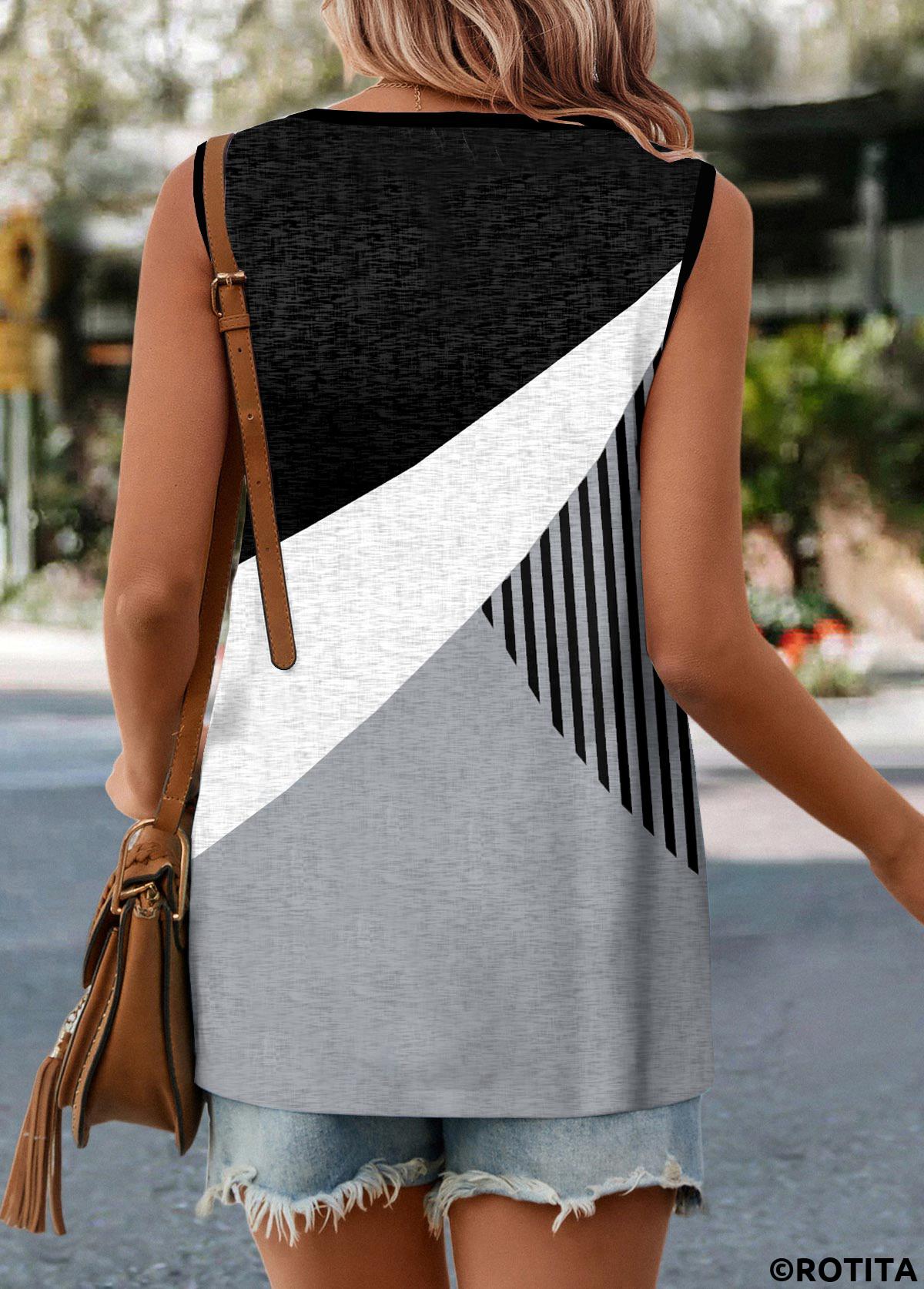ROTITA Grey V Neck Tunic Tank Top