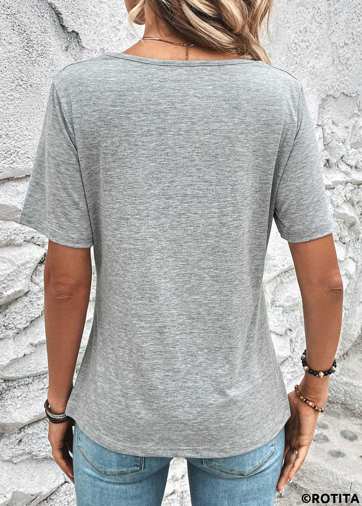 Light Grey Marl Draped Neck T Shirt