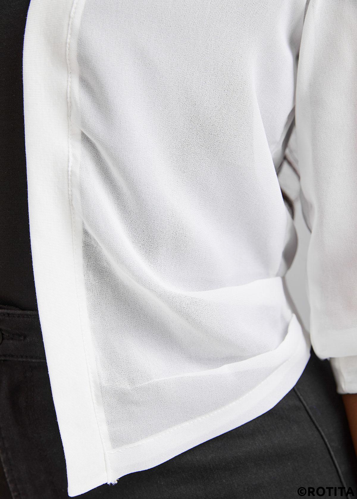 White tops,Plain Color tops,Lightweight White Open Front Half Sleeve Coat
