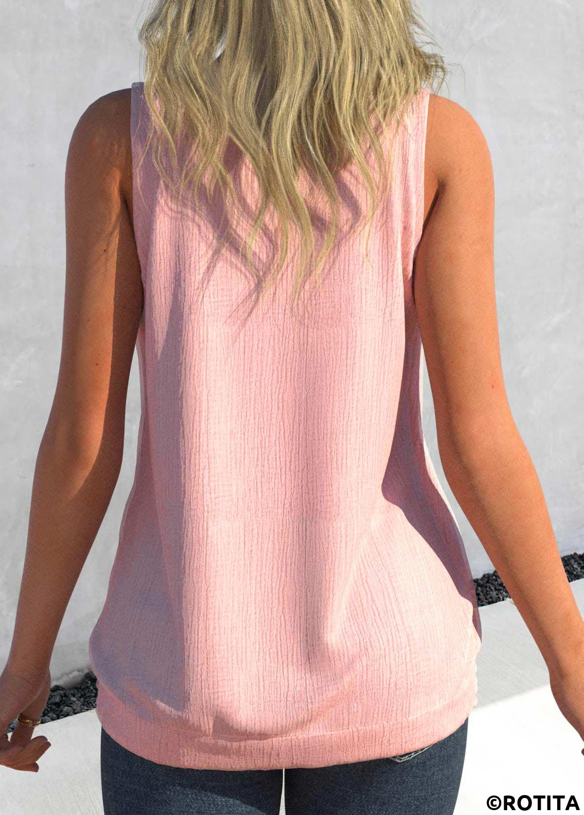 Light Pink tops,Plain Color tops,ROTITA Sequin Light Pink Draped Neck Tank Top