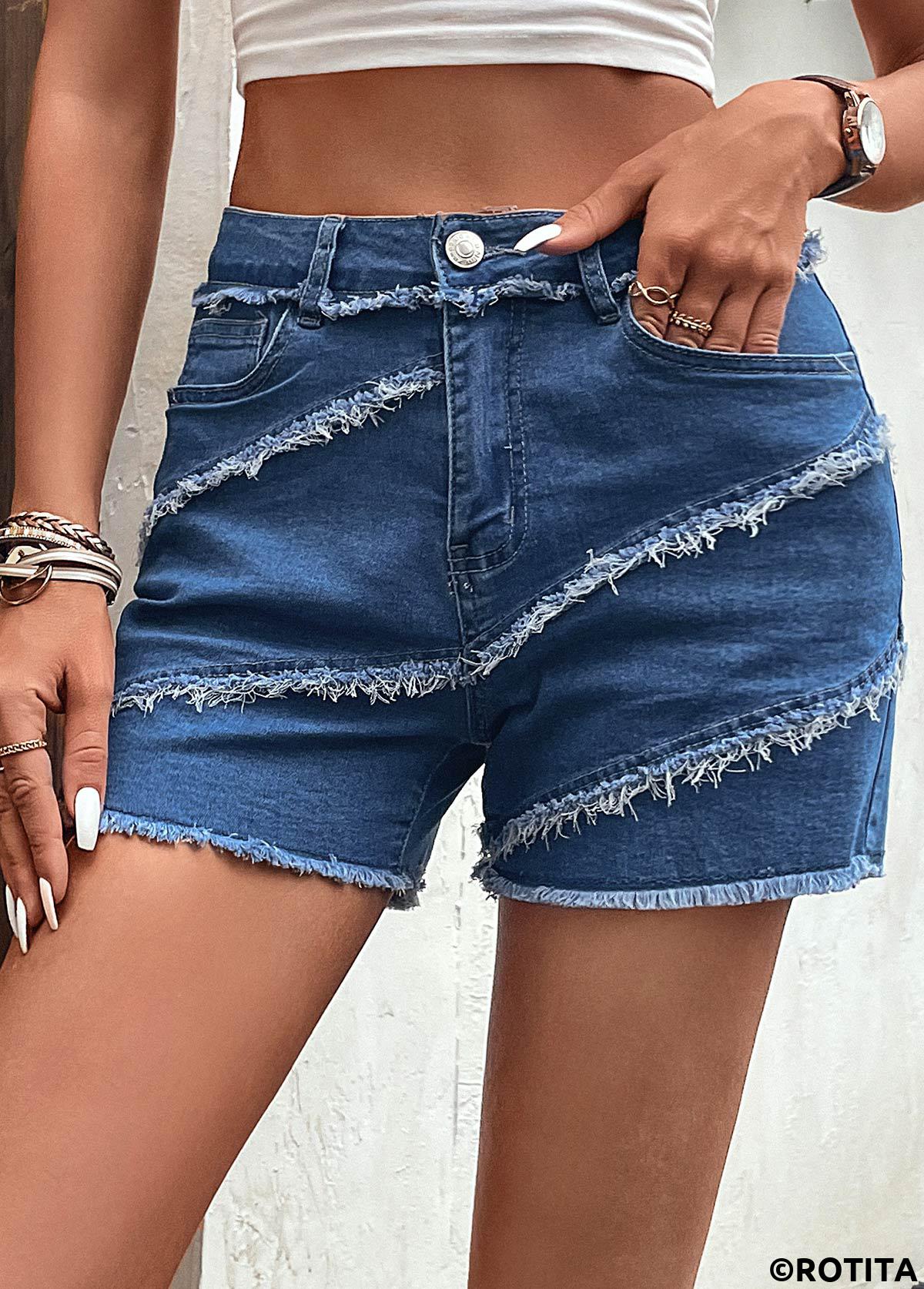 Jeansshorts mit normaler Tasche und Knopfleiste