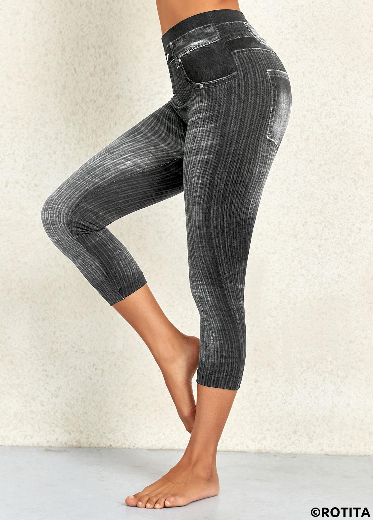 Dark Grey Marl bottoms,Plain Color bottoms,Dark Grey Marl High Waisted Elastic Waist Leggings