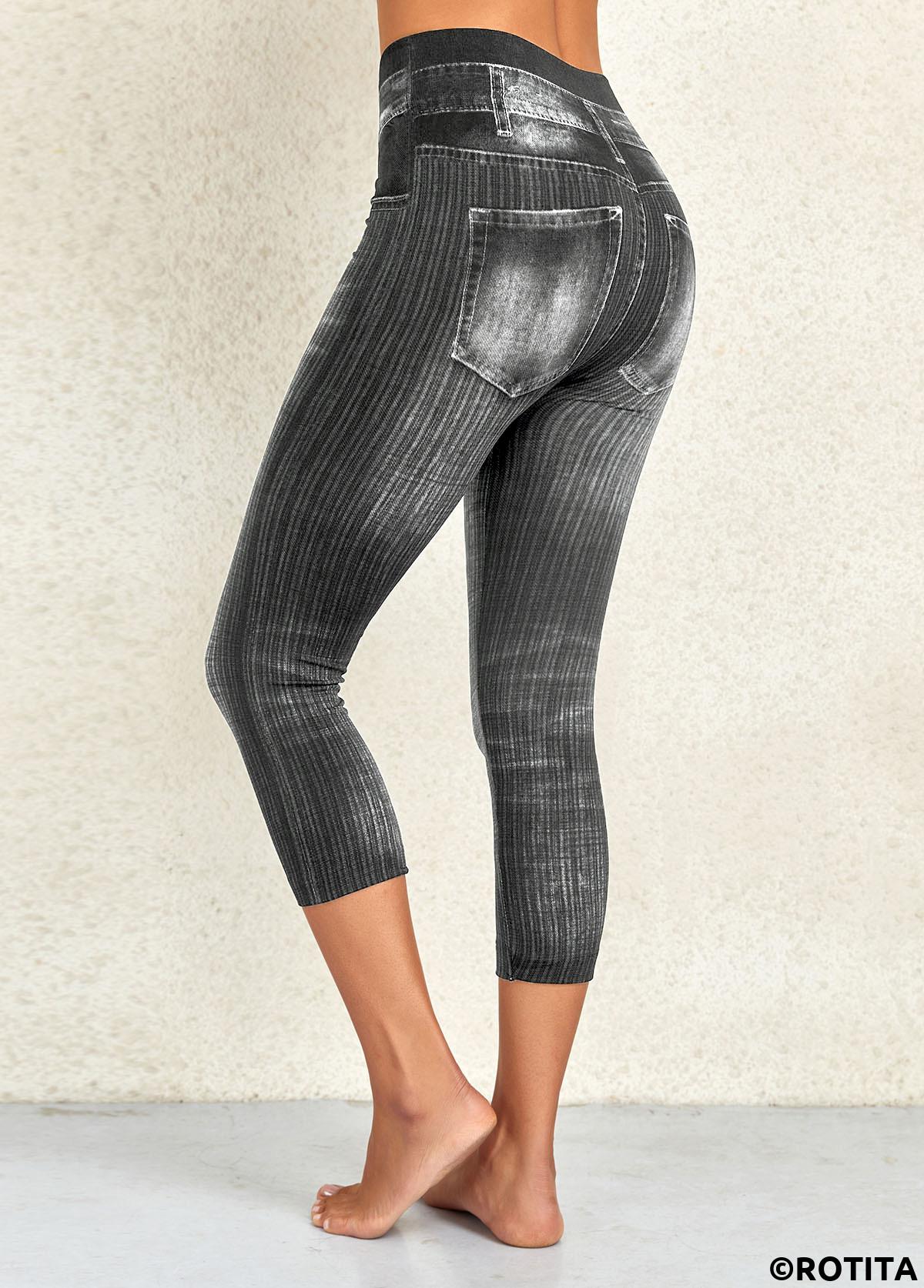 Dark Grey Marl bottoms,Plain Color bottoms,Dark Grey Marl High Waisted Elastic Waist Leggings