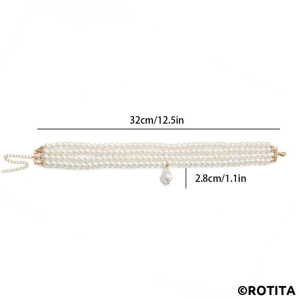 White jewelry,Other jewelry,Layered Deisgn Pearl Detail White Necklace