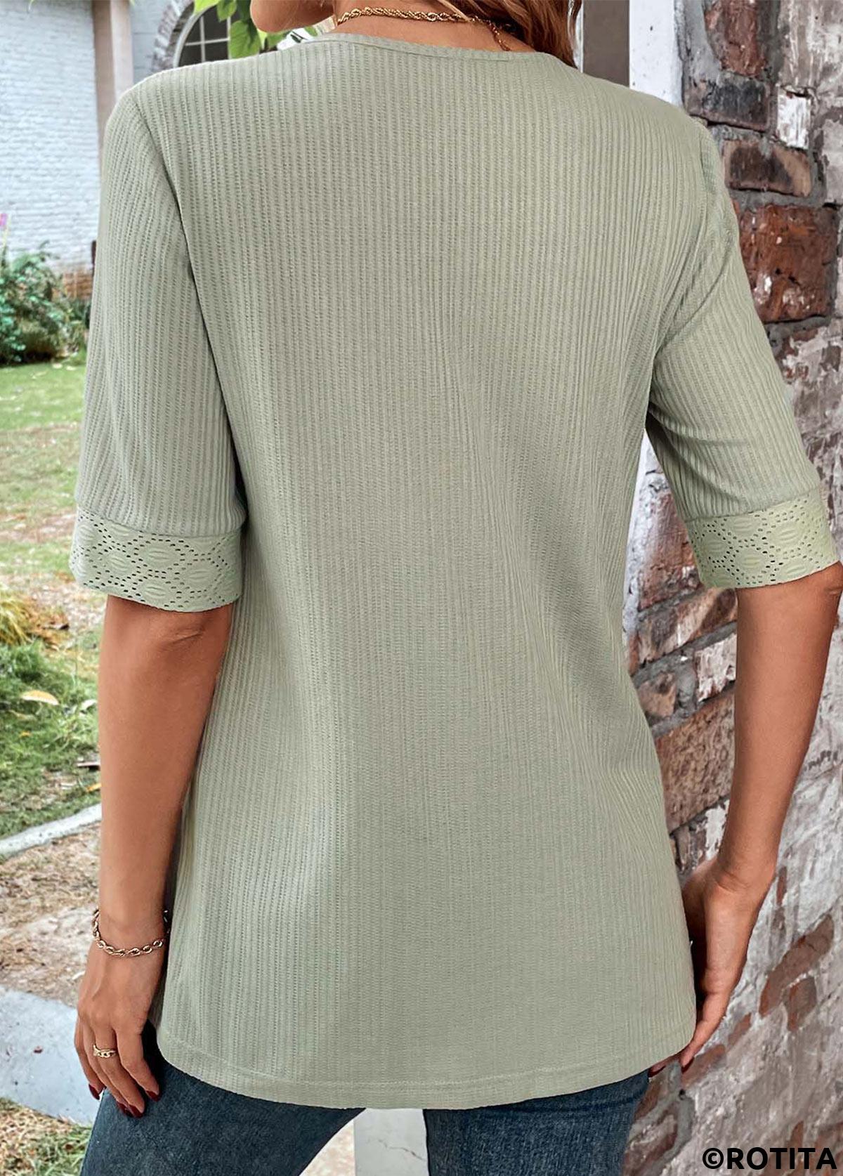 Sage Green tops,Plain Color tops,ROTITA Sage Green Square Neck Fake Two Piece Twinset