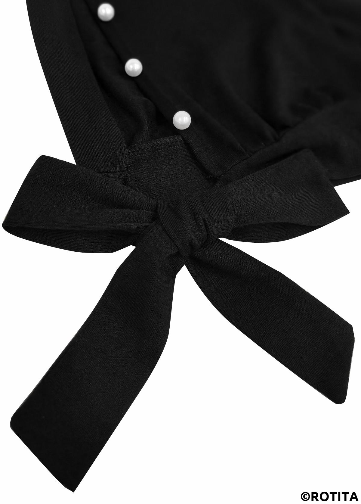 Black dresses,Plain Color dresses,Everyday dresses,Casual dresses,ROTITA Pearl Black Short A Line V Neck Dress