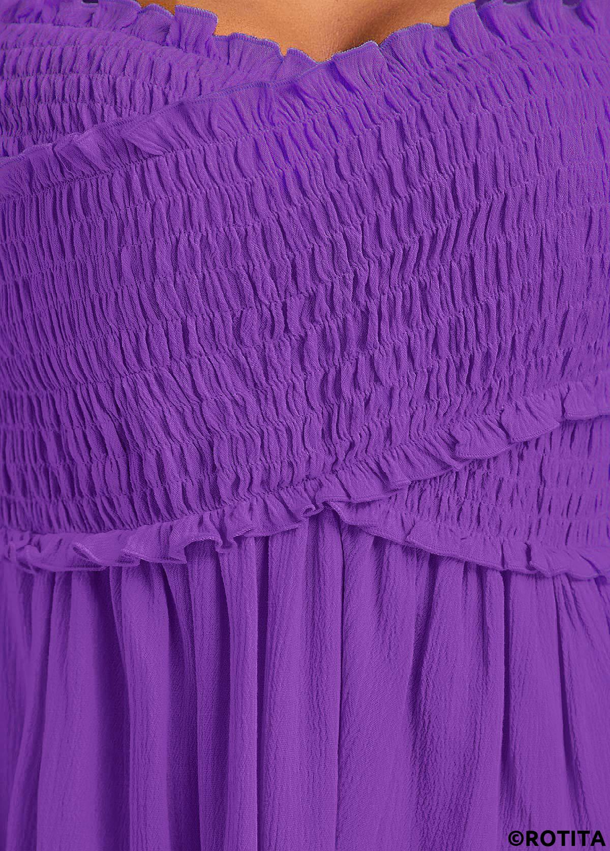 Neon Violet tops,Plain Color tops,ROTITA Smocked Neon Violet Off Shoulder T Shirt