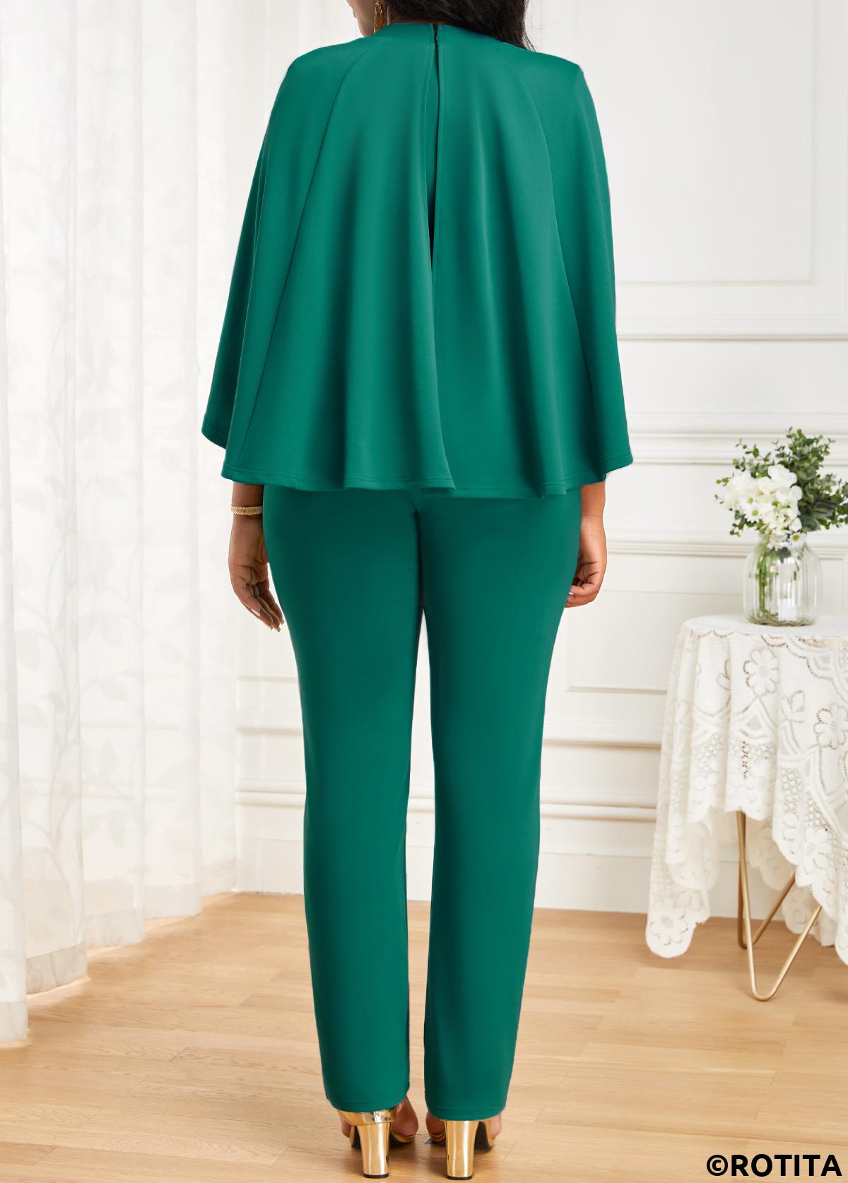 Green jumpsuits&rompers,Plain Color jumpsuits&rompers,ROTITA Pocket Green Ankle Length Regular V Neck Jumpsuit