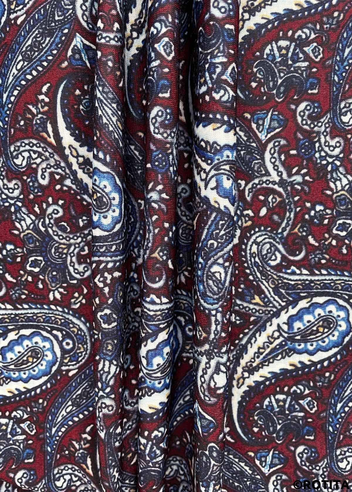 Wine Red tops,Tribal tops,ROTITA Asymmetry Tribal Print Wine Red Camisole Top
