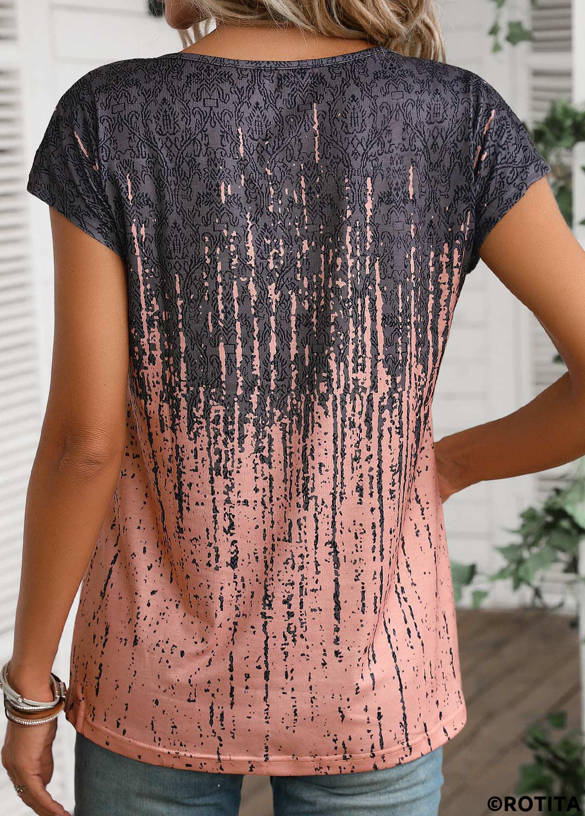 t-shirt rotita grommet graffiti print dusty pink