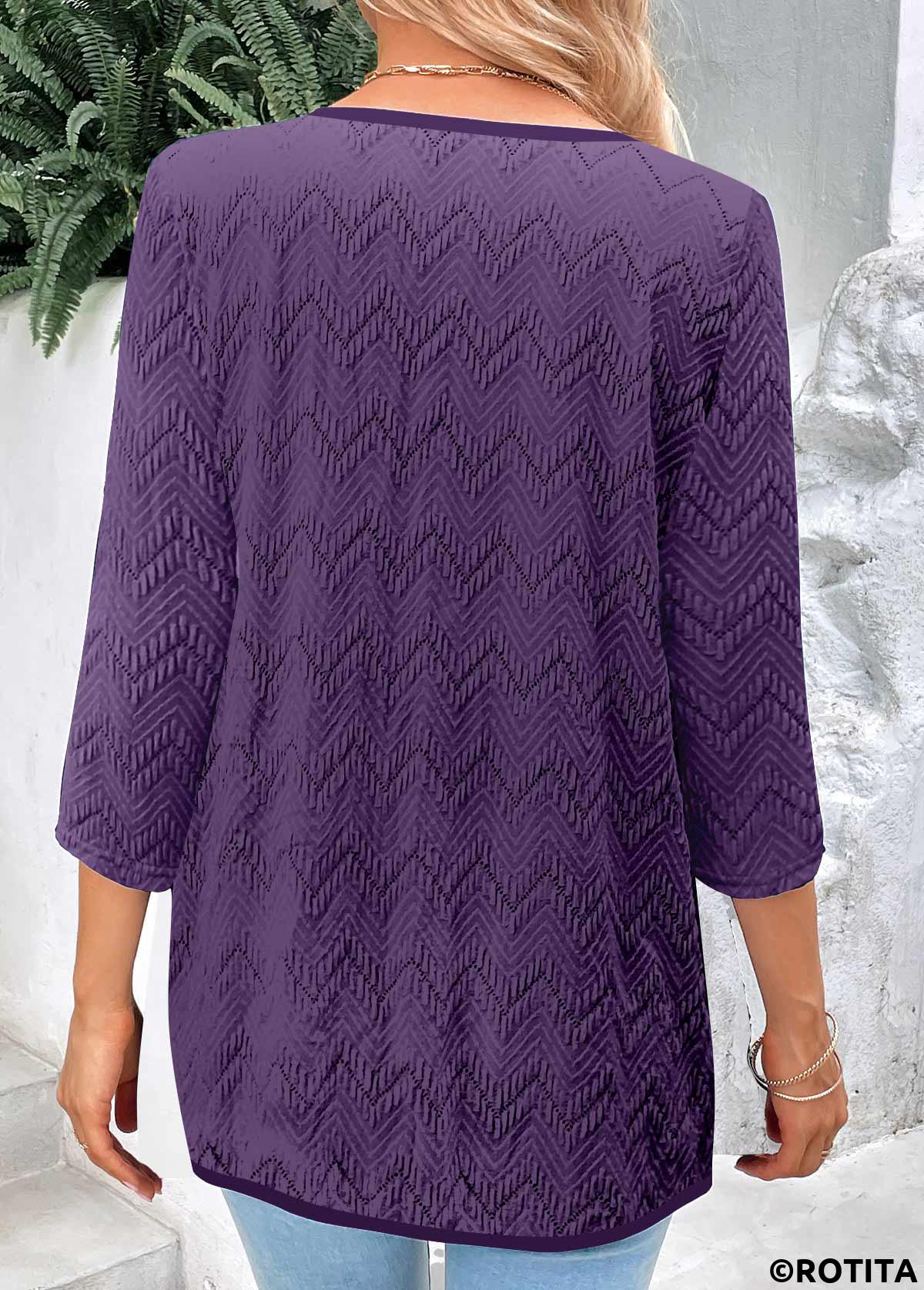 Dark Purple tops,Paisley tops,Floral tops,ROTITA Fake 2in1 Paisley Print Dark Purple Blouse