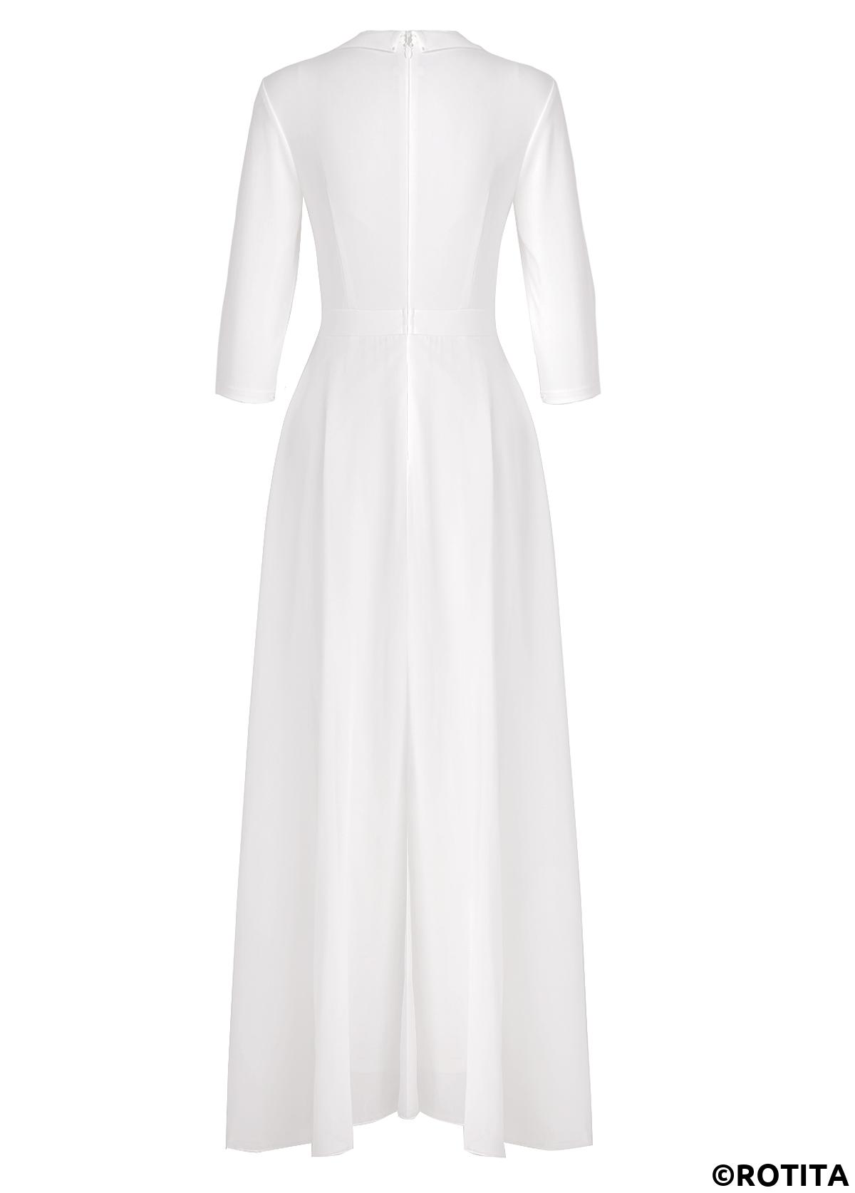 White jumpsuits&rompers,Plain Color jumpsuits&rompers,ROTITA Sequin White Ankle Length Regular Lapel Jumpsuit