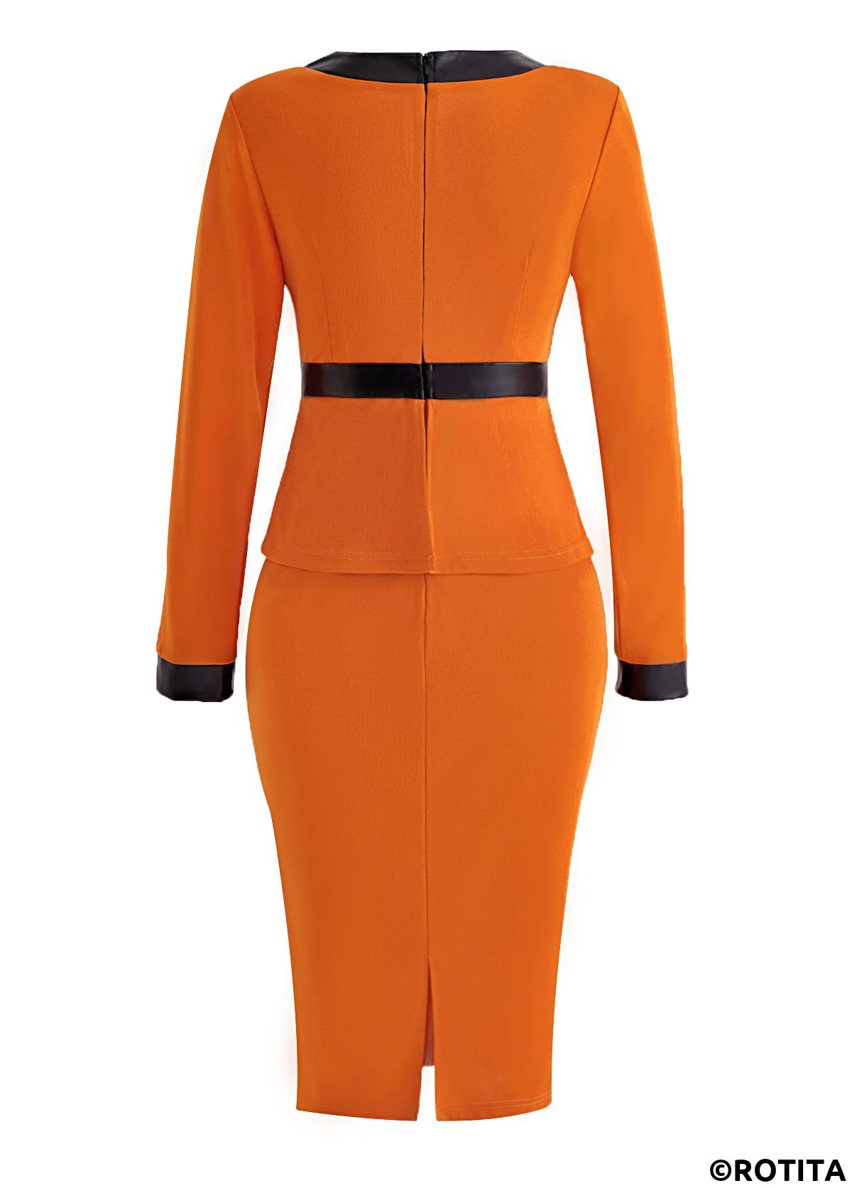 rotita fake 2in1 orange robe moulante à col fendu