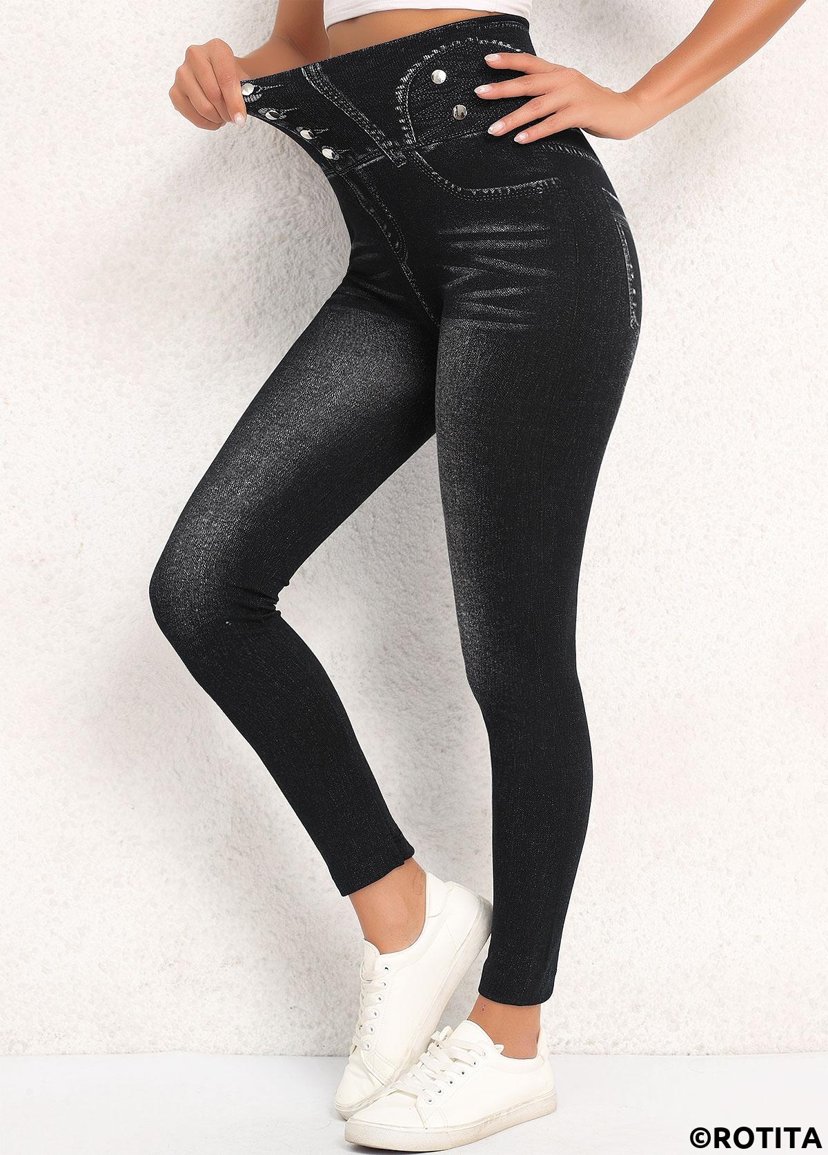 Black bottoms,Plain Color bottoms,Black High Waisted Elastic Waist Ankle Length Leggings
