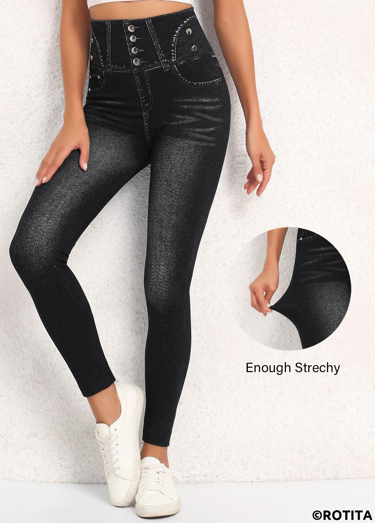 Black bottoms,Plain Color bottoms,Black High Waisted Elastic Waist Ankle Length Leggings