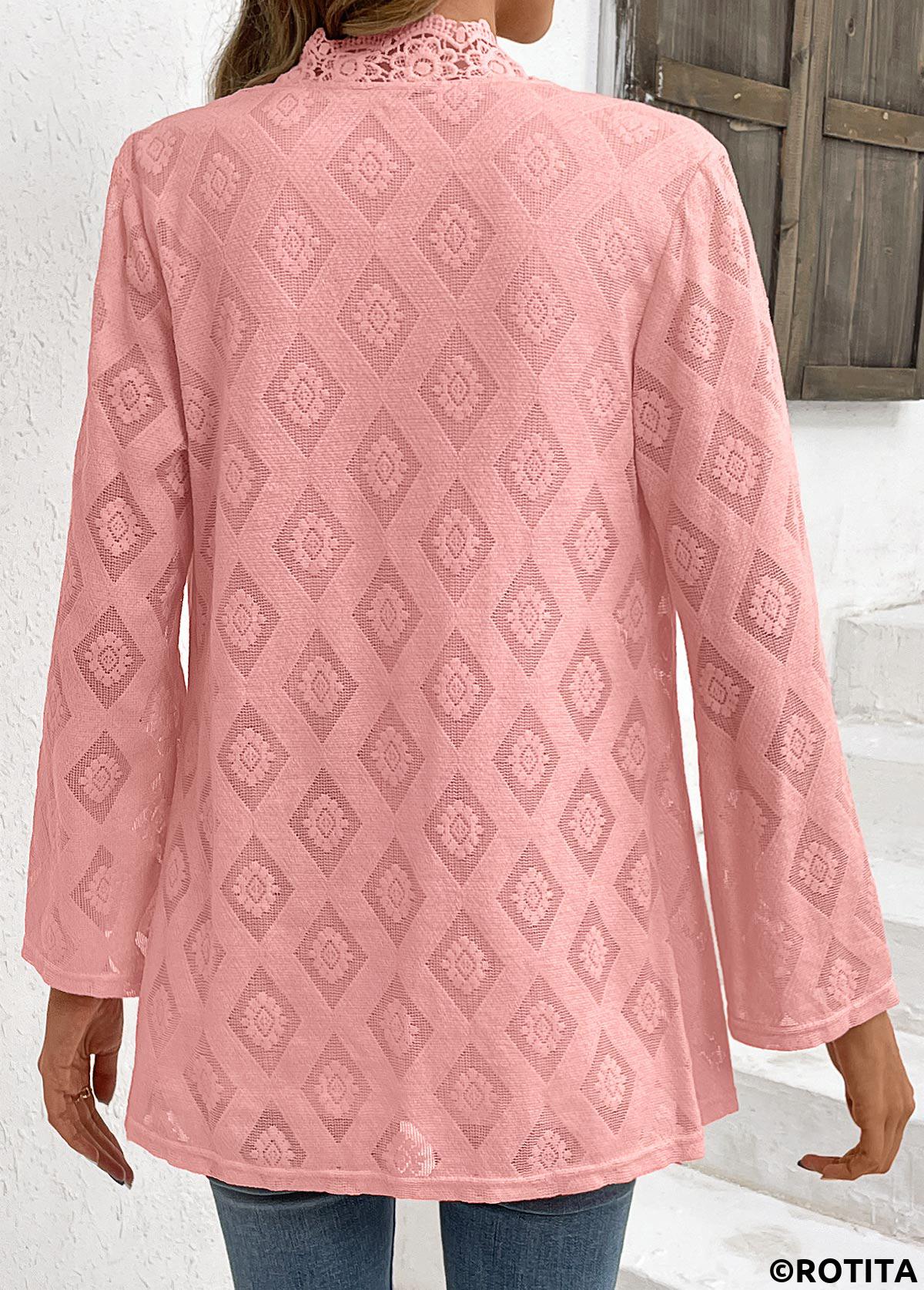 Dusty Pink tops,Plain Color tops,ROTITA Dusty Pink V Neck Fake Two Piece Twinset
