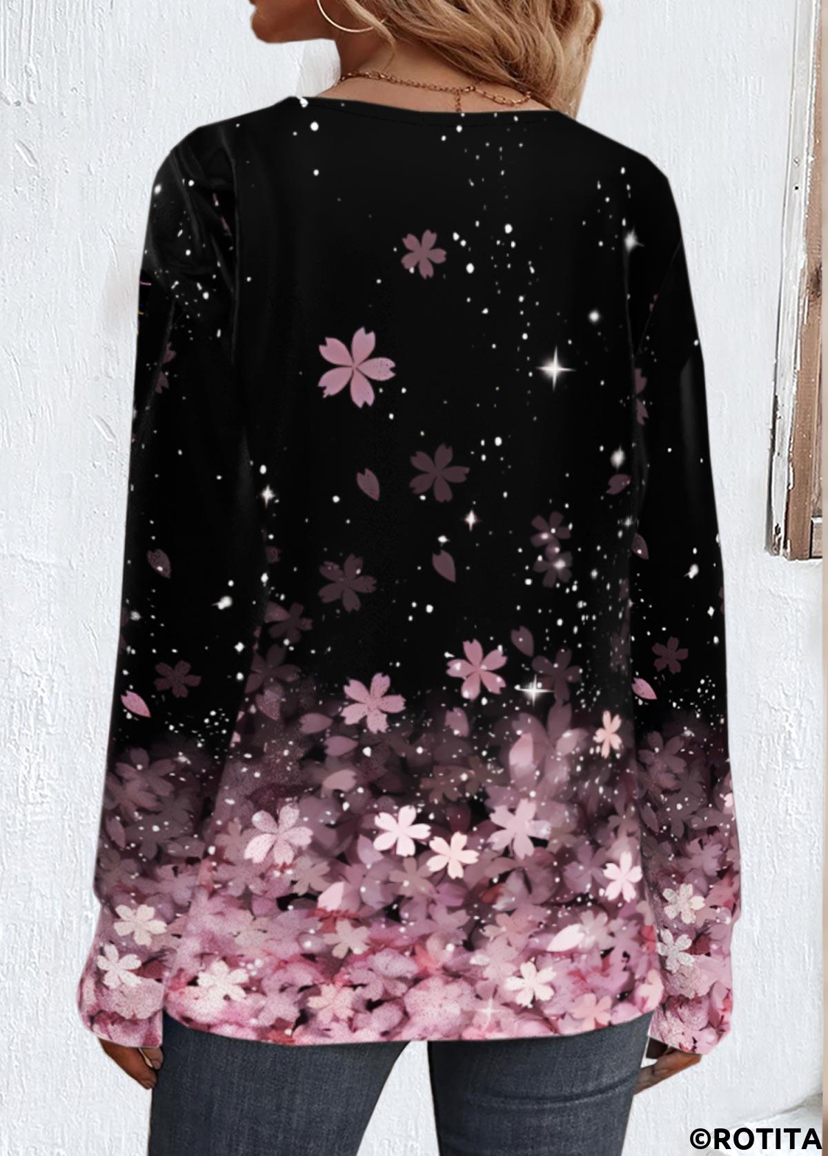 rotita t-shirt rose imprimé fleuri croisé