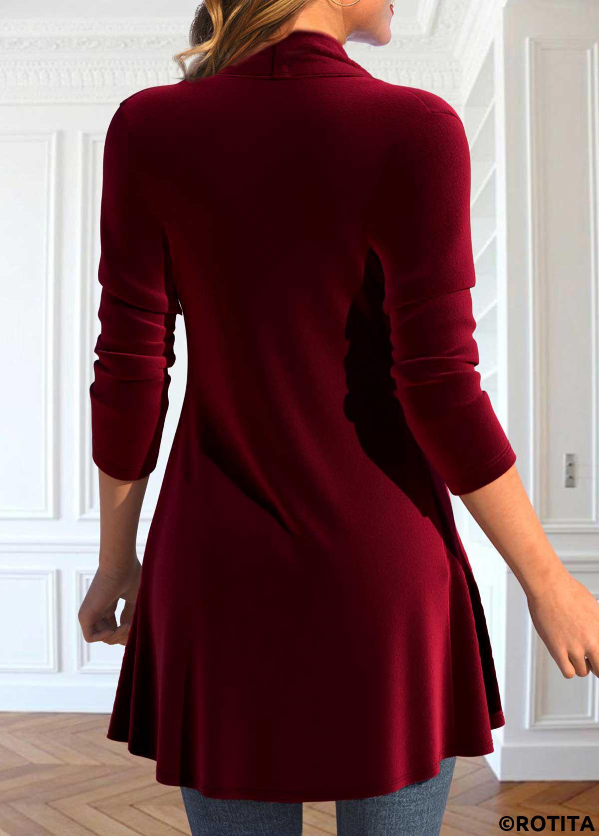 Wine Red tops,Plain Color tops,ROTITA Sequin Wine Red Square Neck Fake Two Piece Twinset