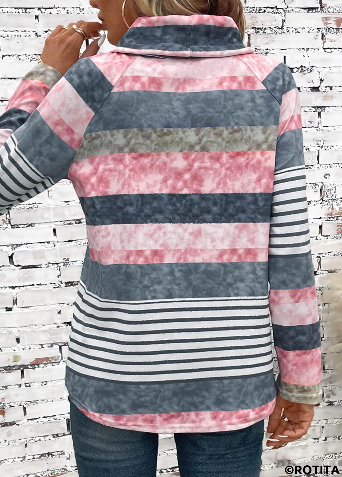 Rotita-Sweatshirt mit Kordelzug mehrfarbig langärmelig mit Wasserfallausschnitt