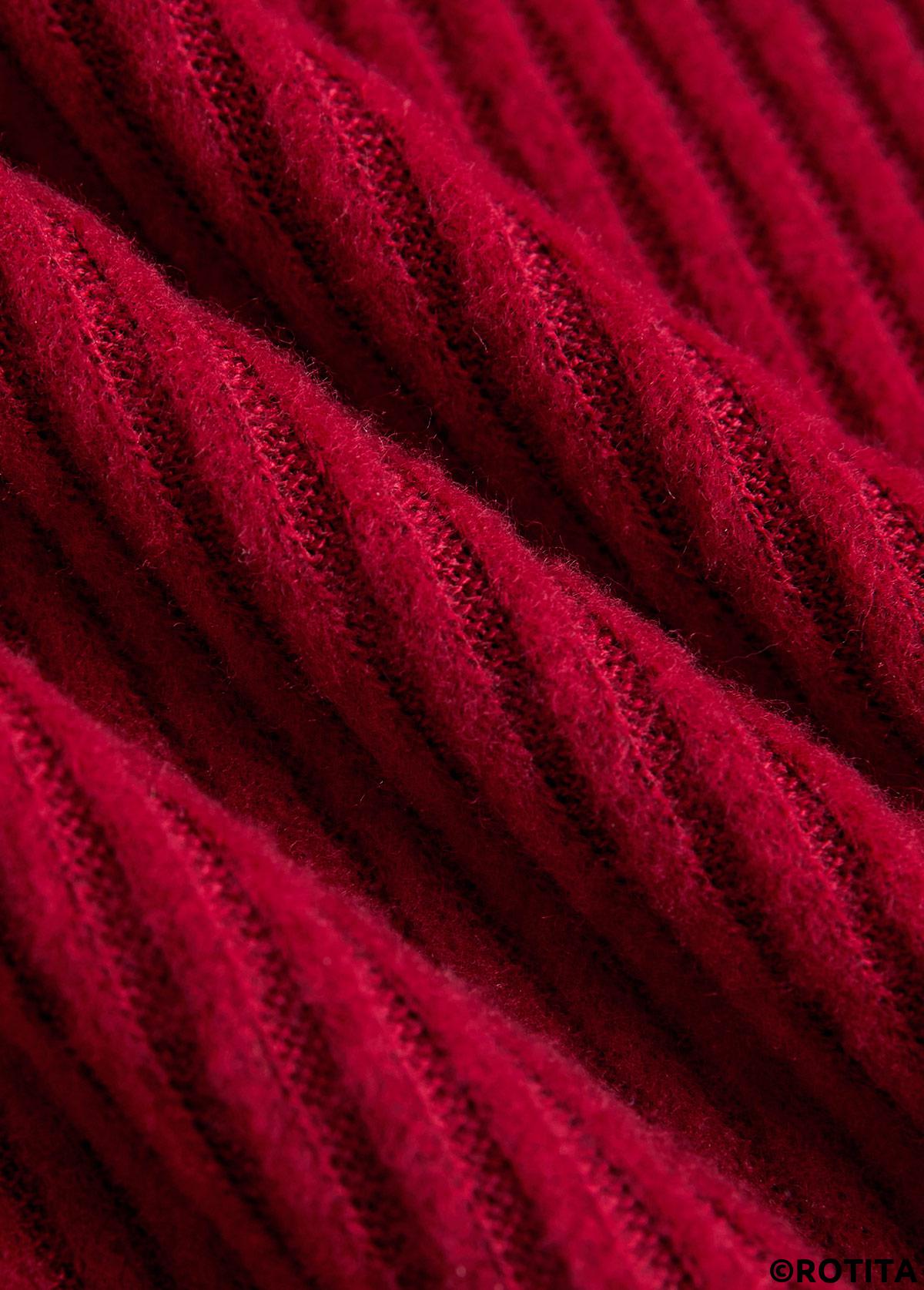 Wine Red dresses,Contrast Color dresses,Everyday dresses,Casual dresses,ROTITA Fake 2in1 Wine Red A Line Dress