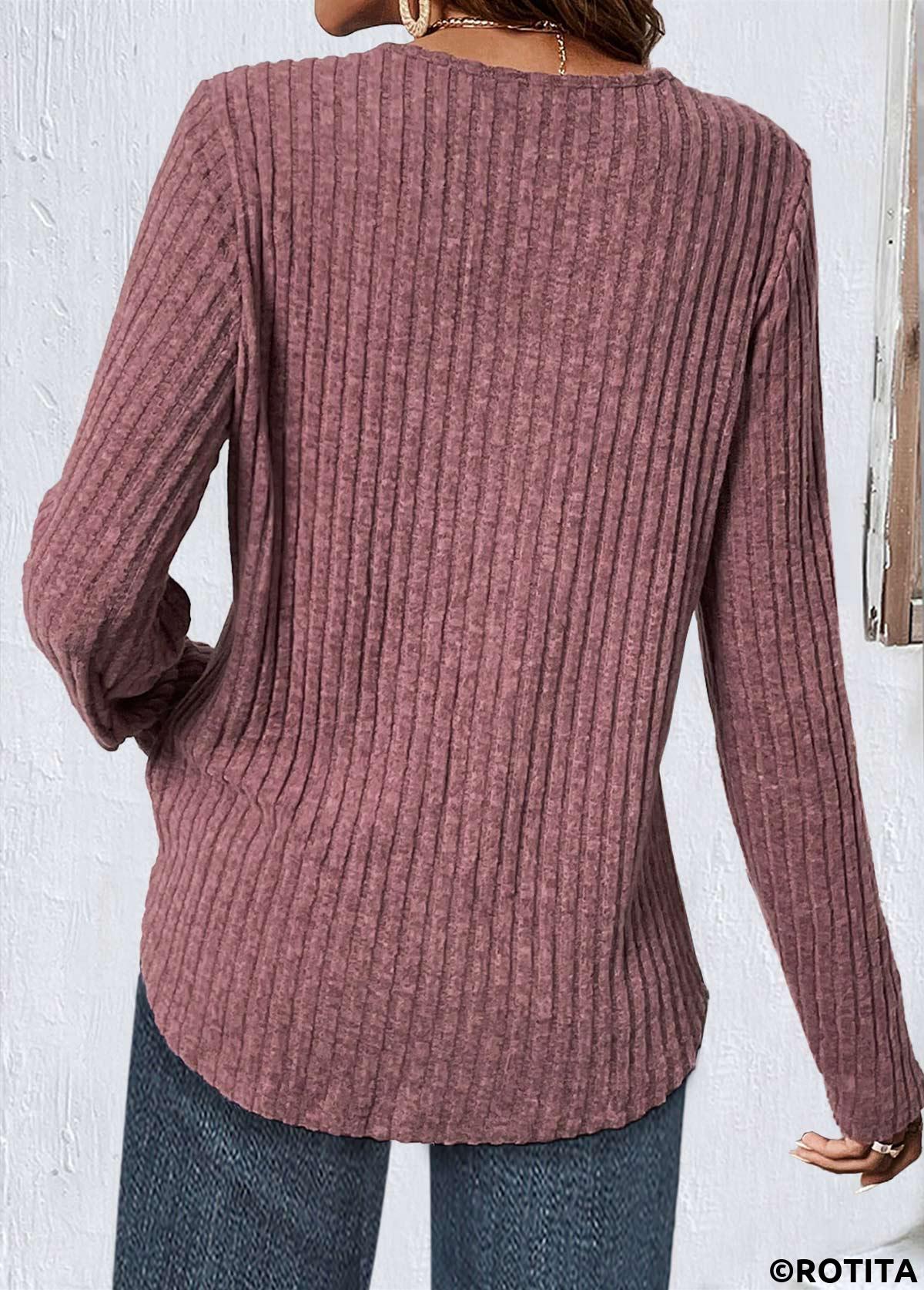 Dark Reddish Purple tops,Plain Color tops,ROTITA Lace Dark Reddish Purple Round Neck T Shirt