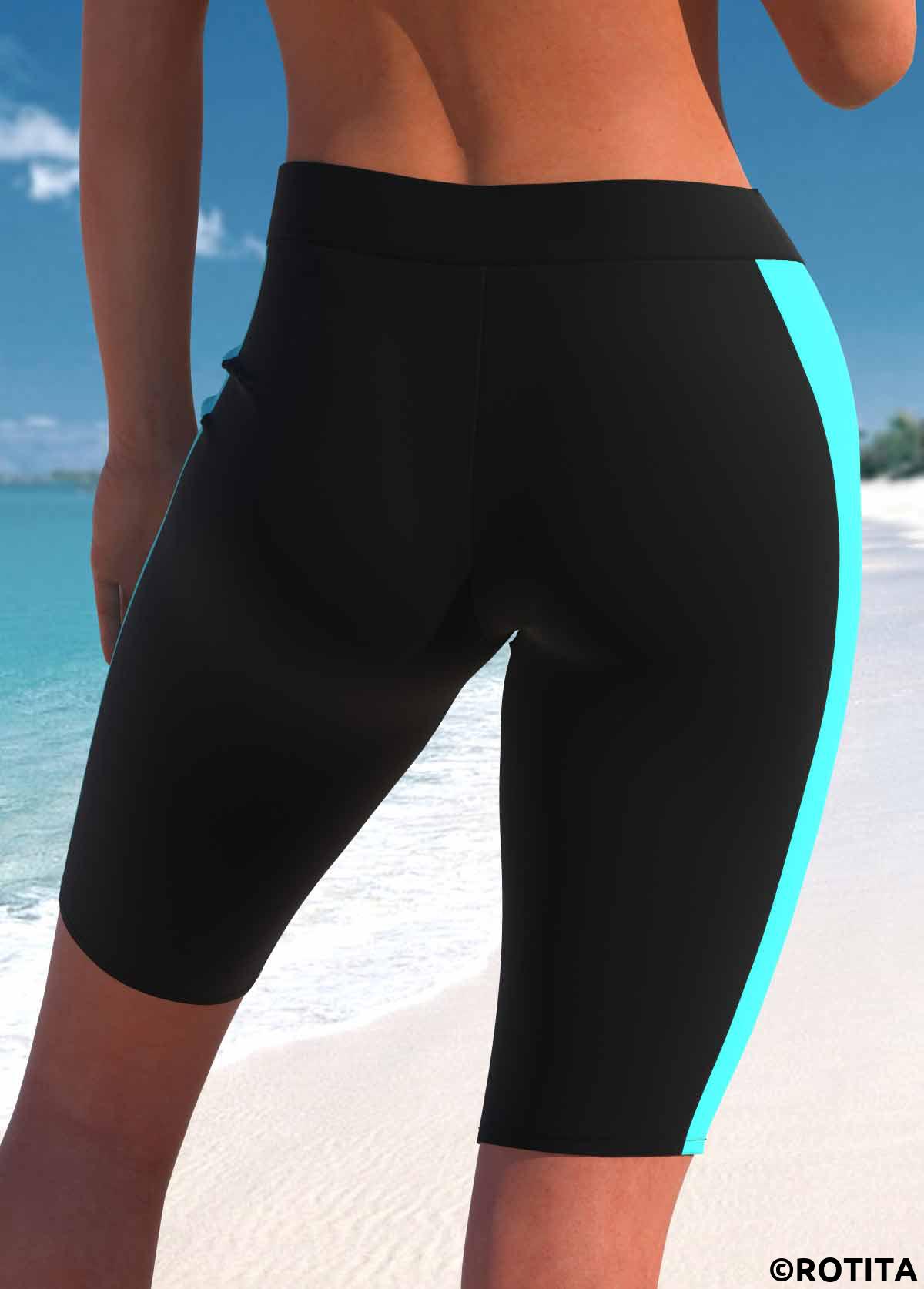Cyan swimwear,Black swimwear,Plants swimwear,Striped swimwear,Geometric swimwear,ROTITA Zipper Cyan Plants Print Mid Waisted Tankini Set