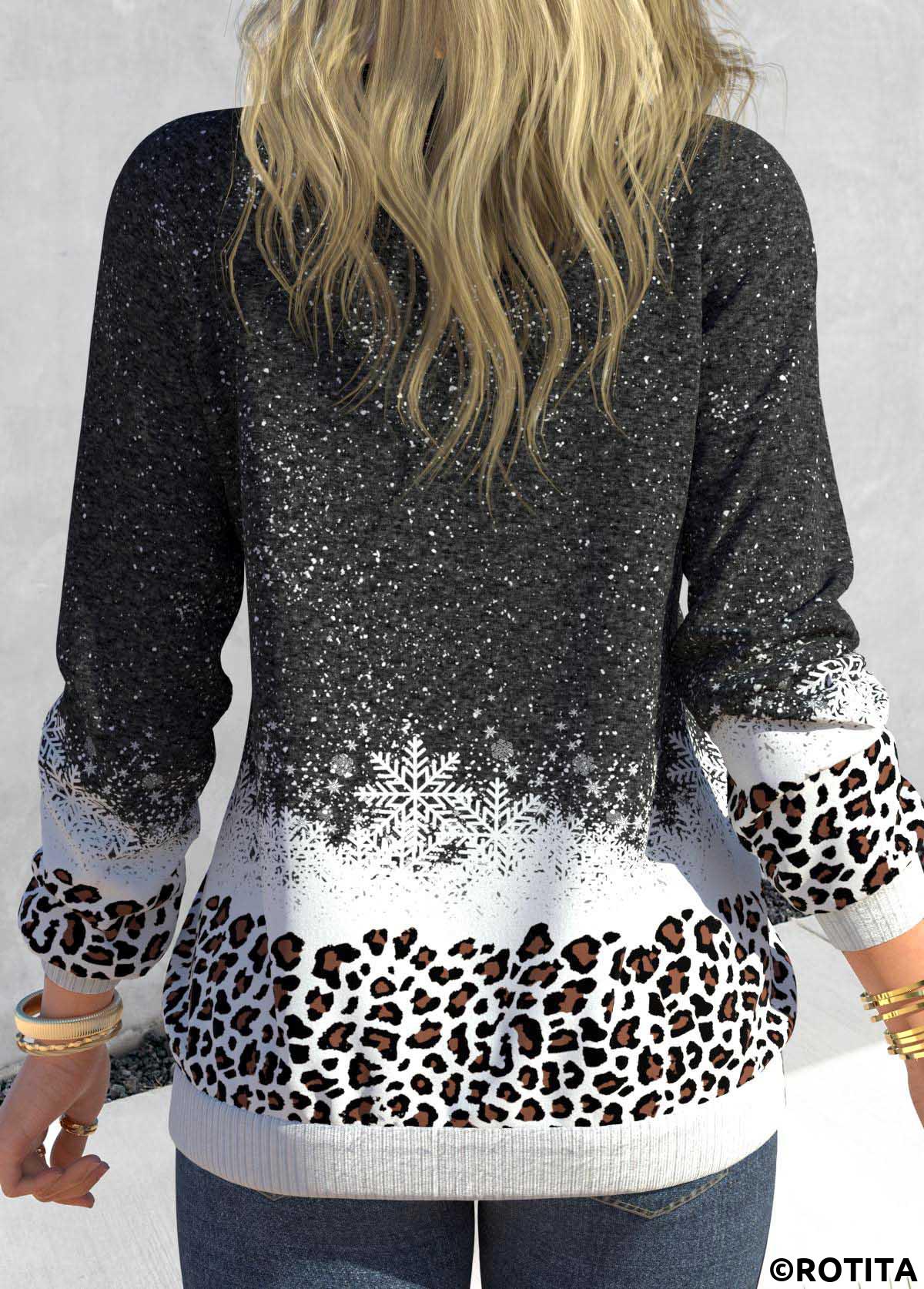 Dark Grey Marl tops,Christmas tops,Letter tops,Animal Print tops,ROTITA Patchwork Santa Claus Print Dark Grey Marl Sweatshirt
