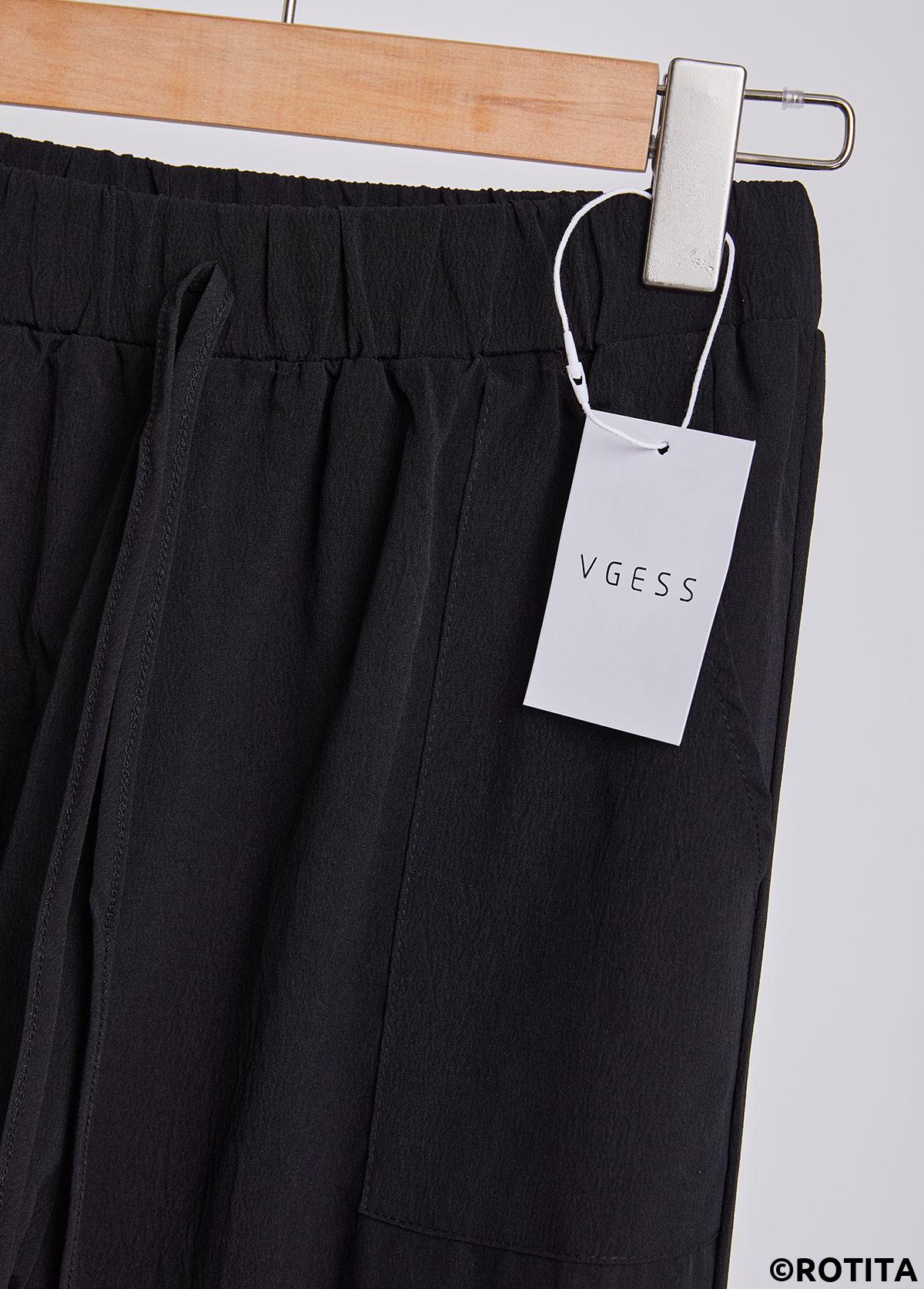 Black bottoms,Plain Color bottoms,Double Side Pockets Black Jogger Elastic Waist Pants