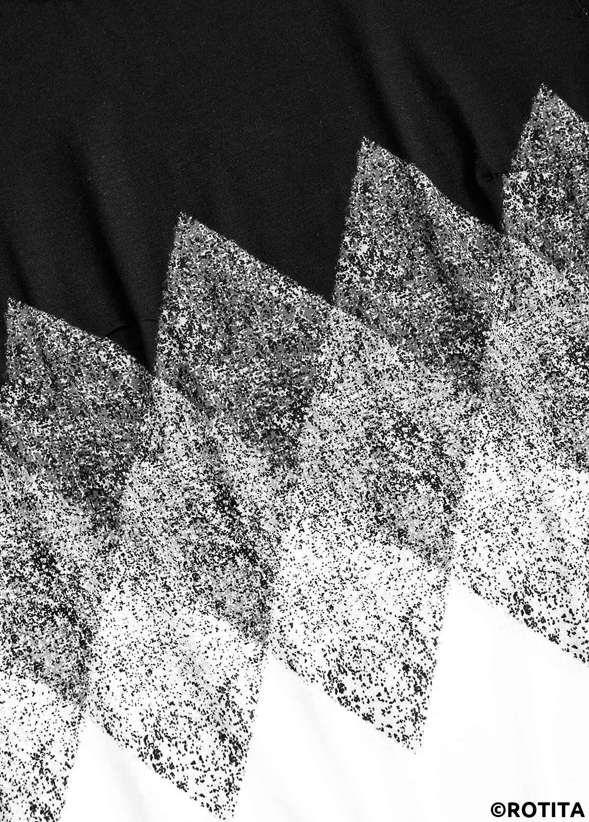 Black plus size,White plus size,Geometric plus size,Chevron plus size,Ombre plus size,ROTITA Plus Size Patchwork Black Geometric Print T Shirt
