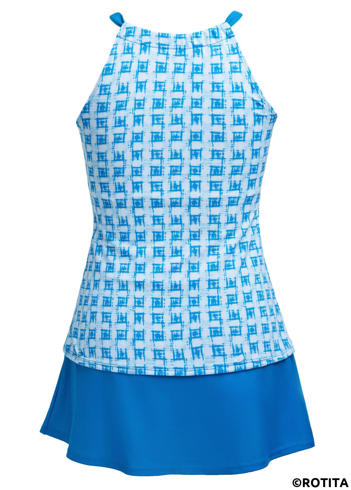 Rotita-Tankini-Set mit Ausschnitten in Himmelblau und geometrischem Muster