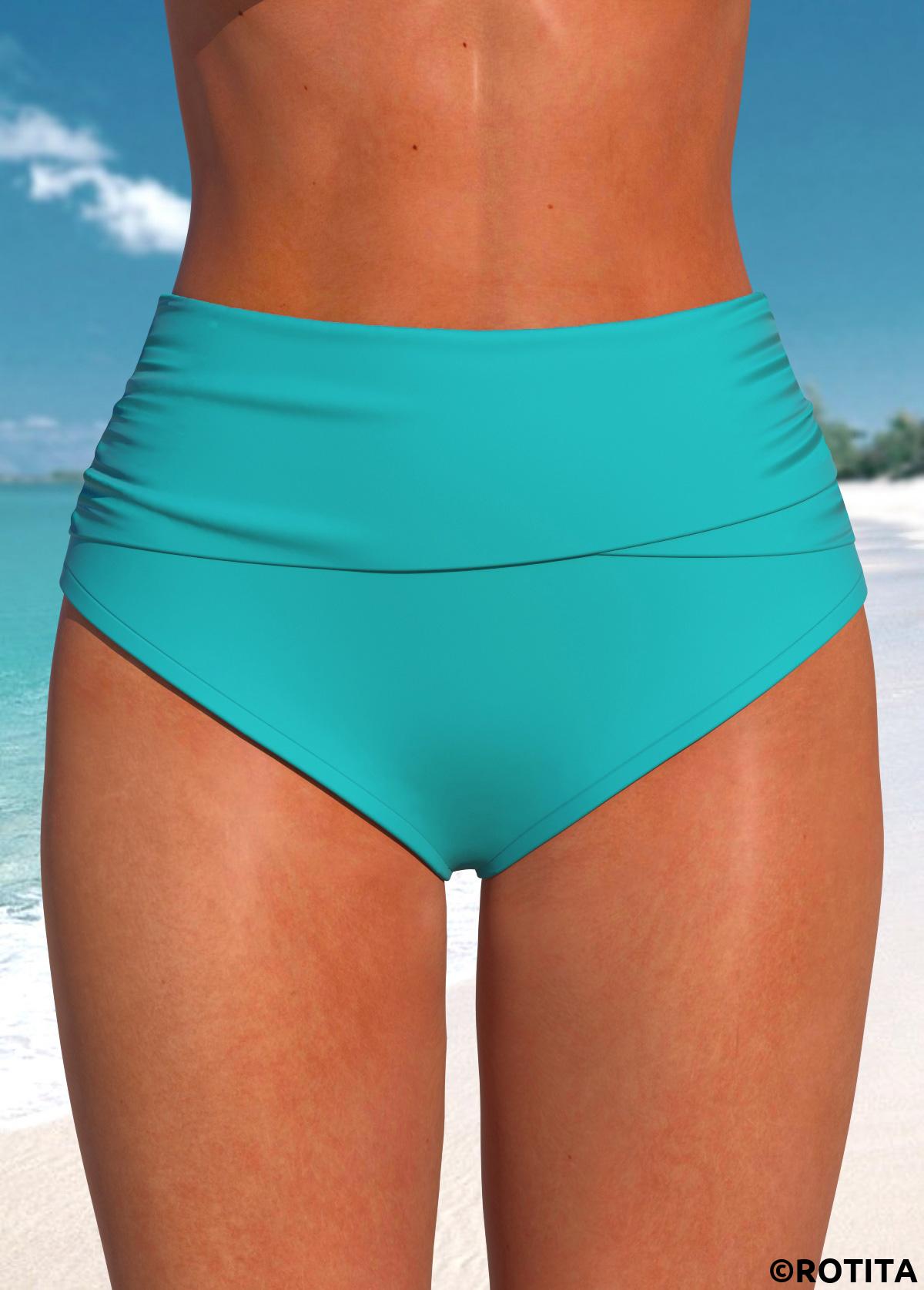 Turquoise swimwear,Floral swimwear,Plants swimwear,ROTITA Surplice Turquoise Floral Print Swimdress and Panty
