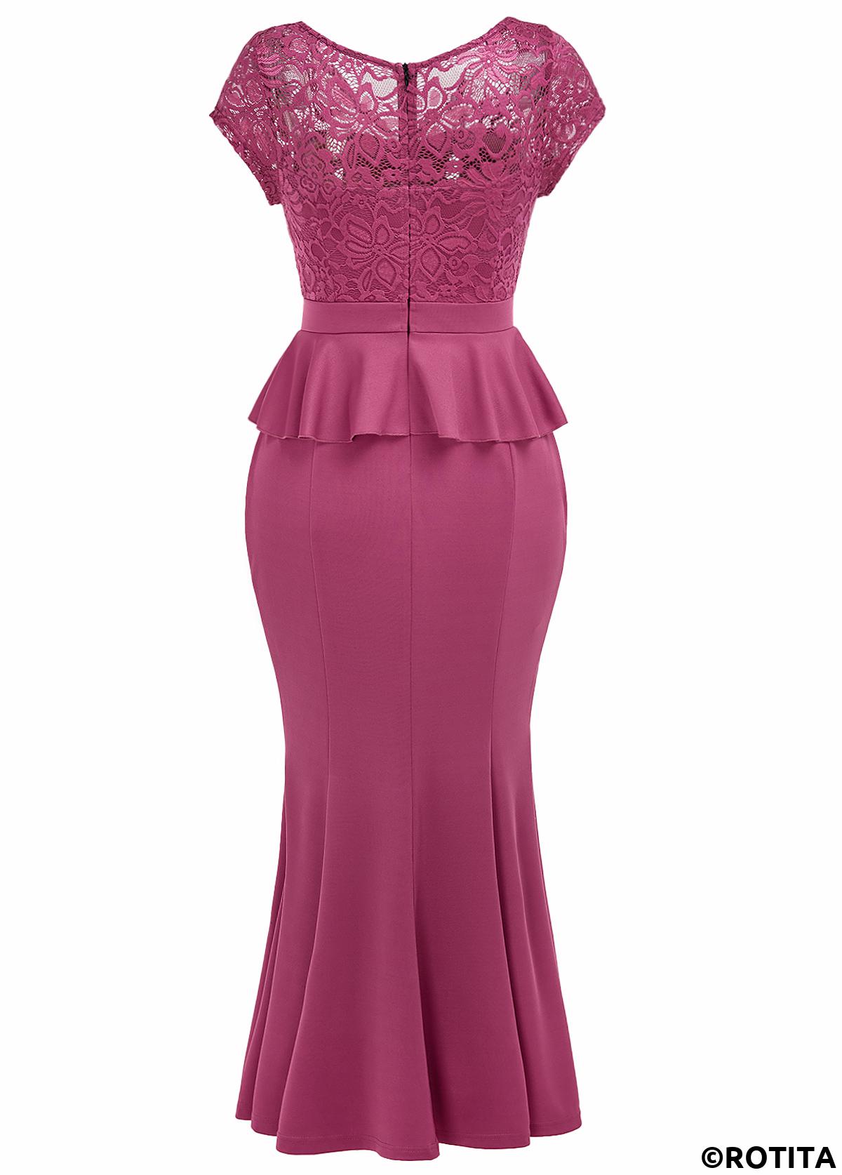 Dark Reddish Purple dresses,Plain Color dresses,Party dresses,Elegant dresses,ROTITA Mermaid Dark Reddish Purple V Neck Maxi Bodycon Dress