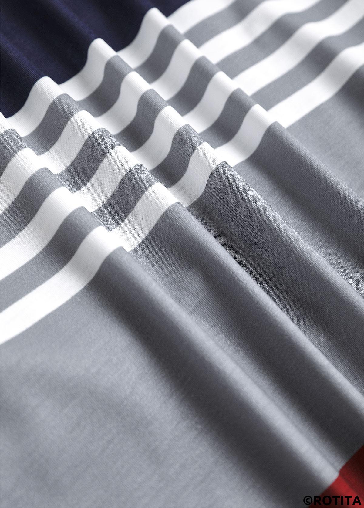 Navy tops,Wine Red tops,Striped tops,Geometric tops,ROTITA Eyelet Striped Navy Shirt Collar 3/4 Sleeve Blouse